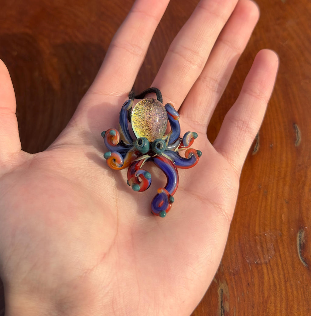 Octopus Necklace - Handmade Blown Glass Octopus Pendant - Unique Sea Creature Jewelry - Ocean-Inspired Necklace - Artisan Glass Art