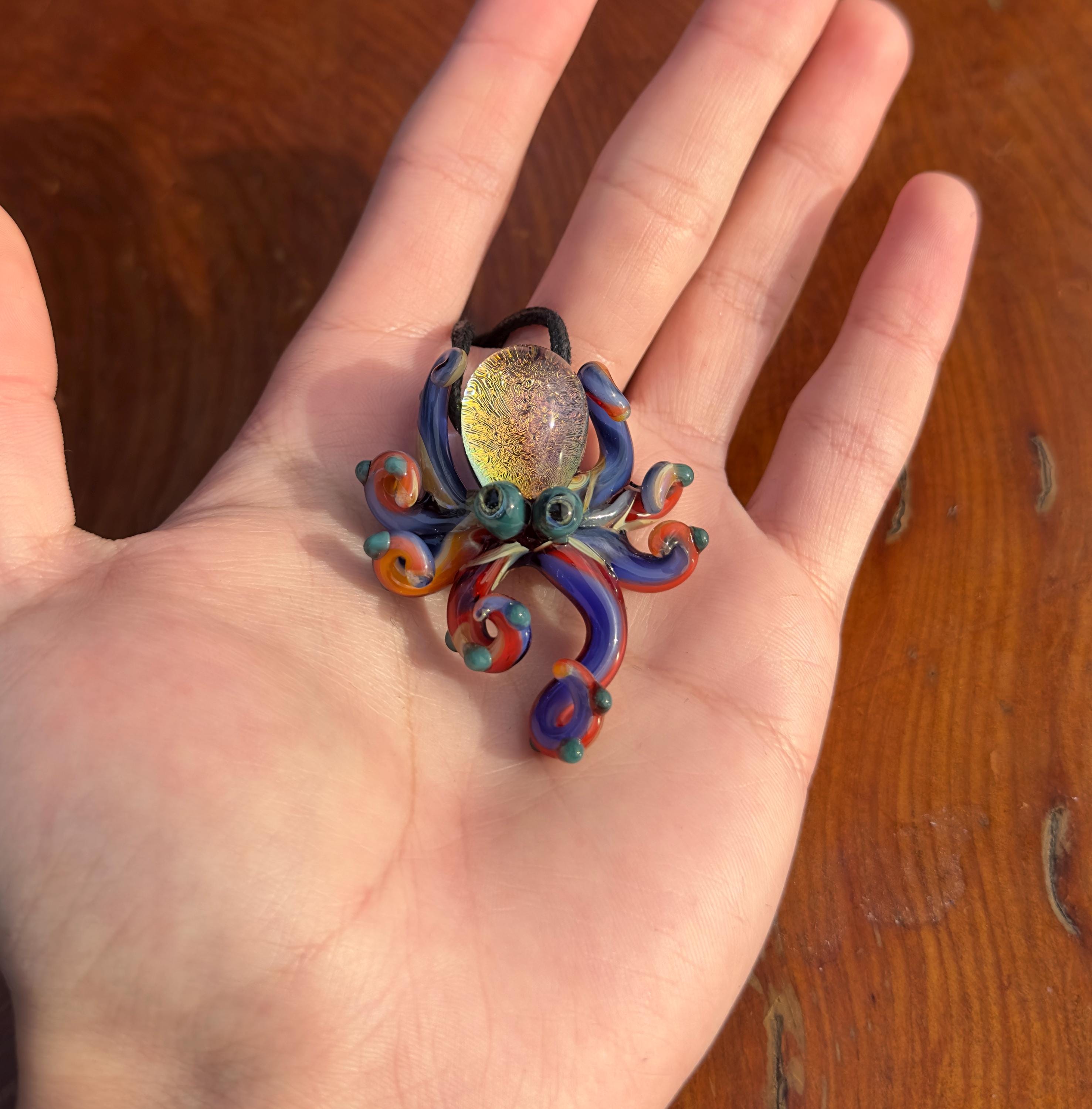 Octopus Necklace - Handmade Blown Glass Octopus Pendant - Unique Sea Creature Jewelry - Ocean-Inspired Necklace - Artisan Glass Art