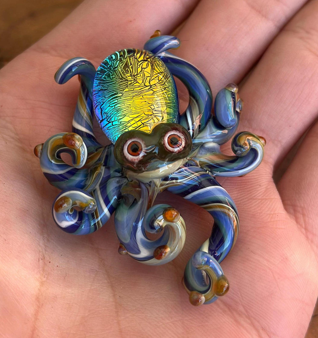 Octopus Necklace - Handmade Blown Glass Octopus Pendant - Unique Sea Creature Jewelry - Ocean-Inspired Necklace - Artisan Glass Art