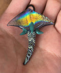 Stingray Necklace - Handmade Blown Glass Pendant - Ocean-Inspired Jewelry - Unique Sea Creature Necklace - Artisan Glass Art