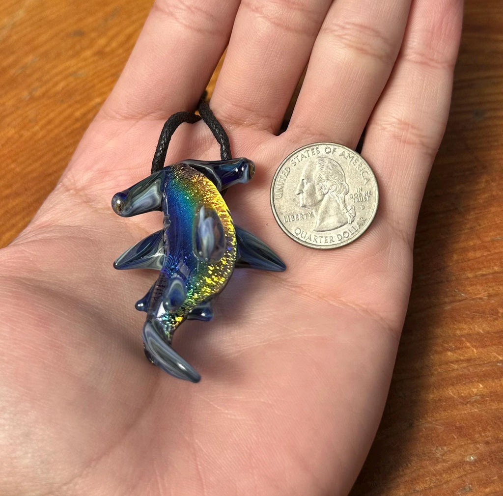 Hammerhead Shark Necklace - Blown Glass - Sea Glass Jewelry Statement Necklace - Ocean Necklace - Handmade Glass Sea Creature Necklace