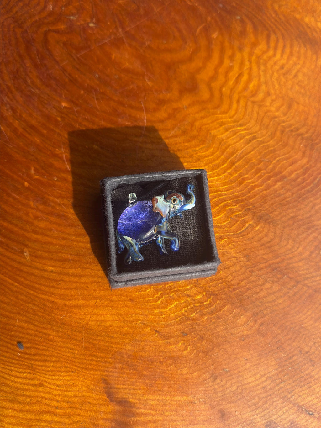 Handmade Dichroic Glass Elephant Pendant: Borosilicate Necklace