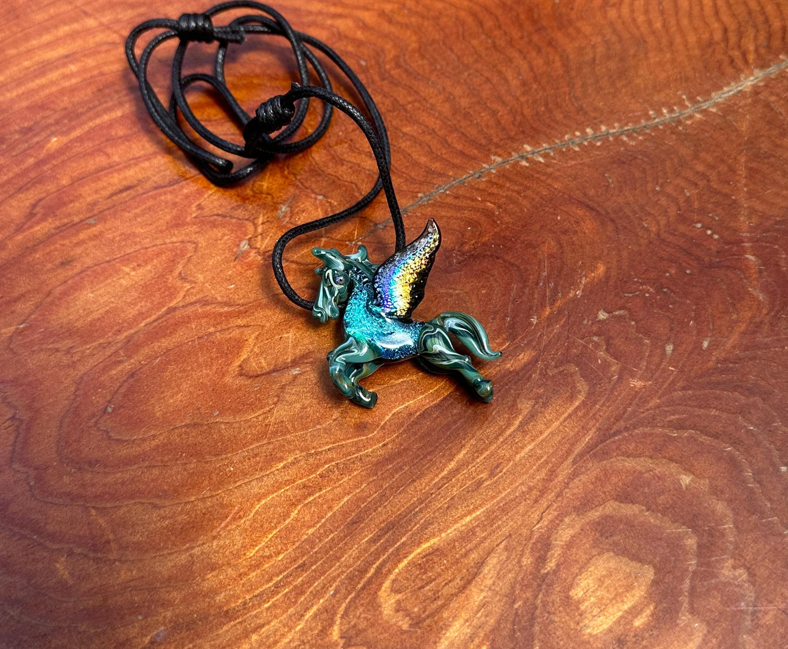 Glass Unicorn Necklace - Unicorn Pendant - Birthday Gift For Her - Anniversary Gift - Handblown Unicorn Glass Jewelry - Torchwork