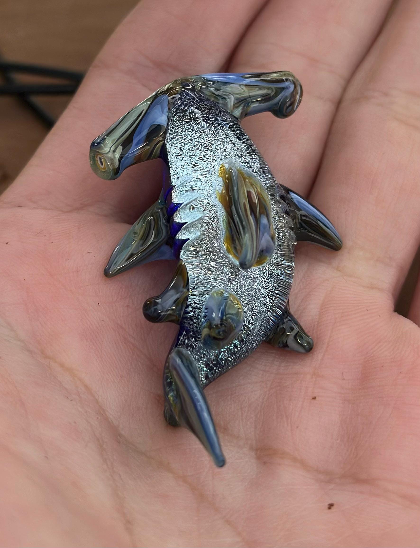 Hammerhead Shark Necklace - Blown Glass - Sea Glass Jewelry Statement Necklace - Ocean Necklace - Handmade Glass Sea Creature Necklace