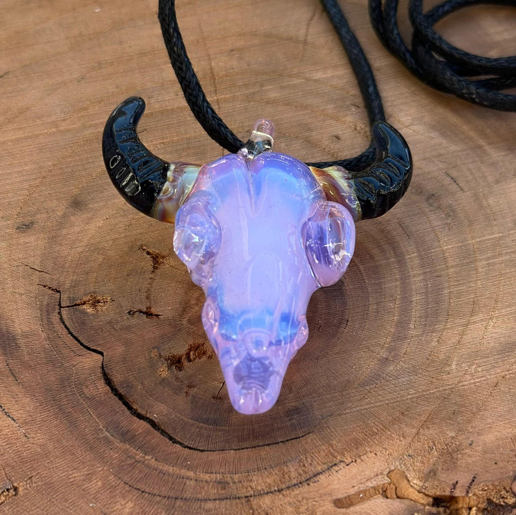 Bull Skull - Glass Pendant Necklace Handmade - Bull Skull Pendant - Glass Jewelry - Glass Bull Skull - Western Jewelry - Boho Glass Jewelry