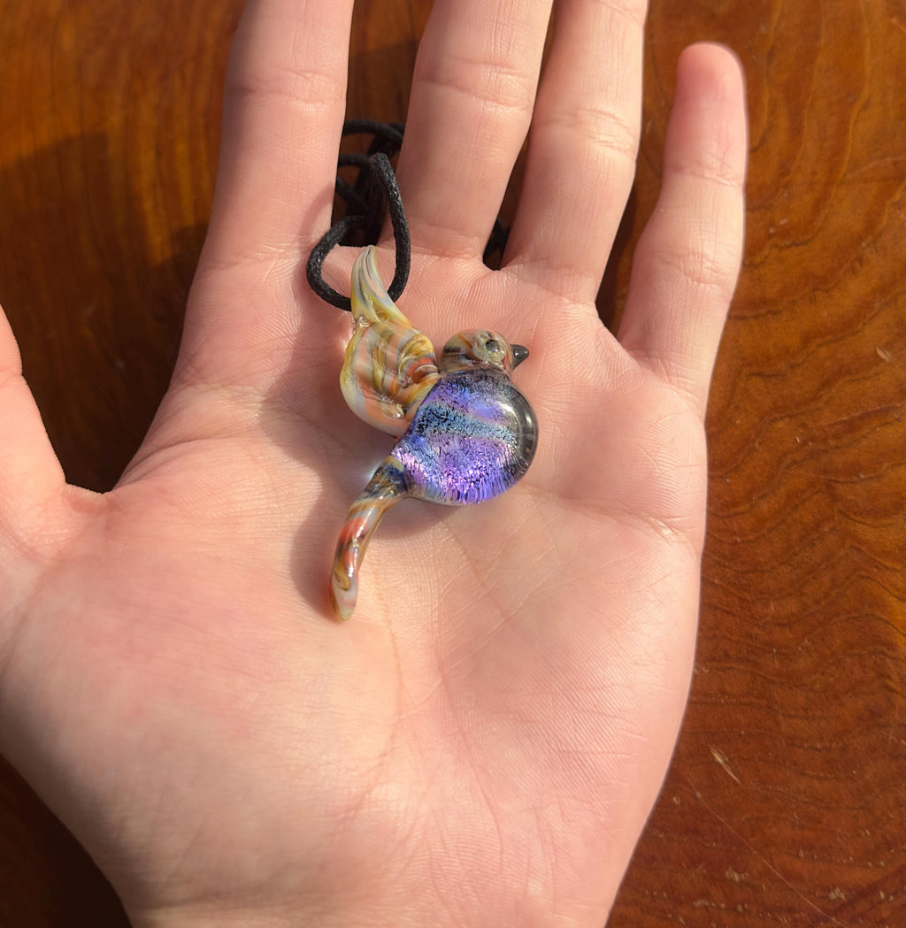 Glass Hummingbird Necklace - Hand-Blown Hummingbird Jewelry - Unique Gift for Her - Artisan Glass Pendant - Colorful Bird Necklace