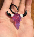 Bull Skull - Glass Pendant Necklace Handmade - Bull Skull Pendant - Glass Jewelry - Glass Bull Skull - Western Jewelry - Boho Glass Jewelry