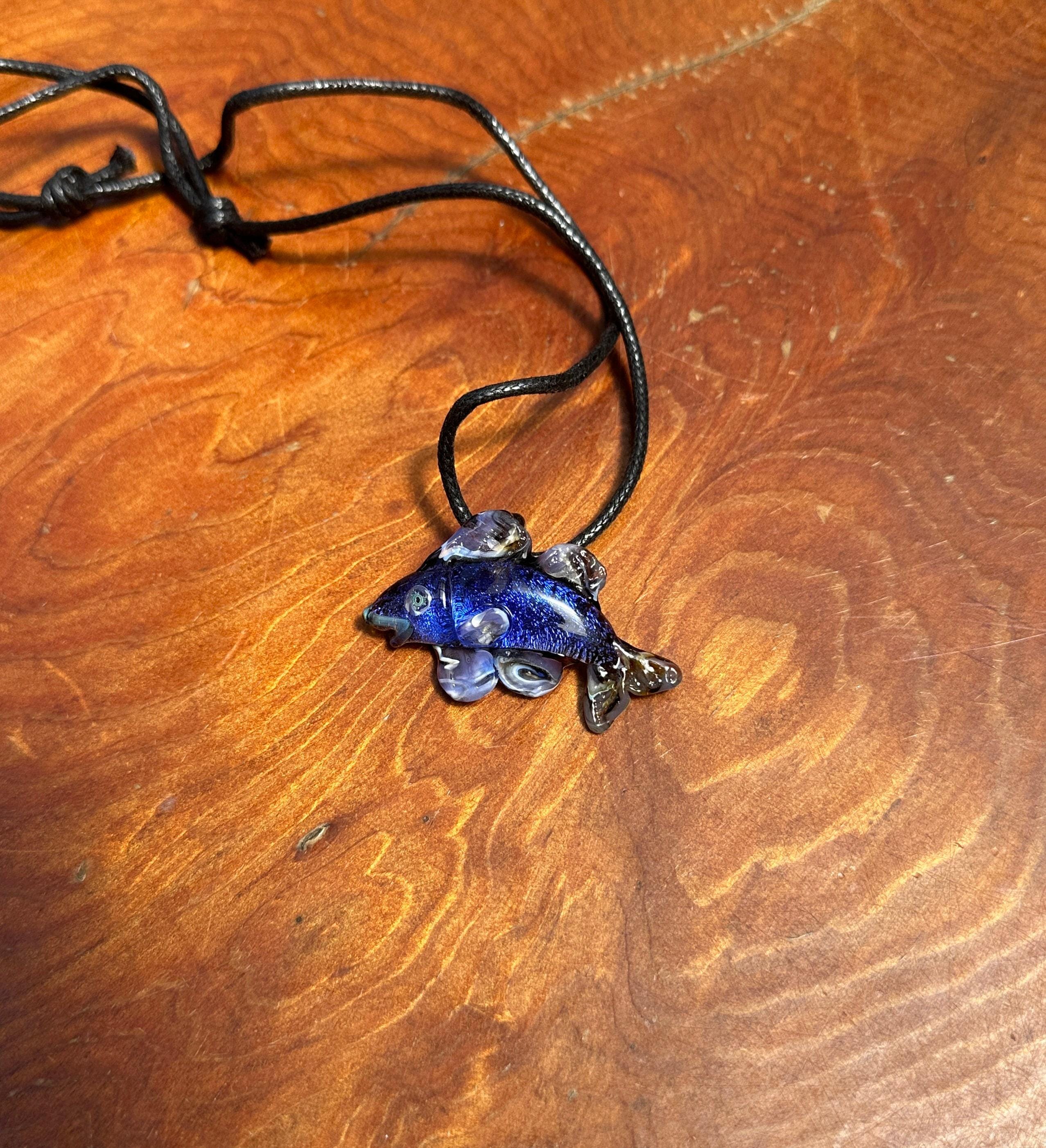 Salmon - Glass Pendant Necklace Craftwork