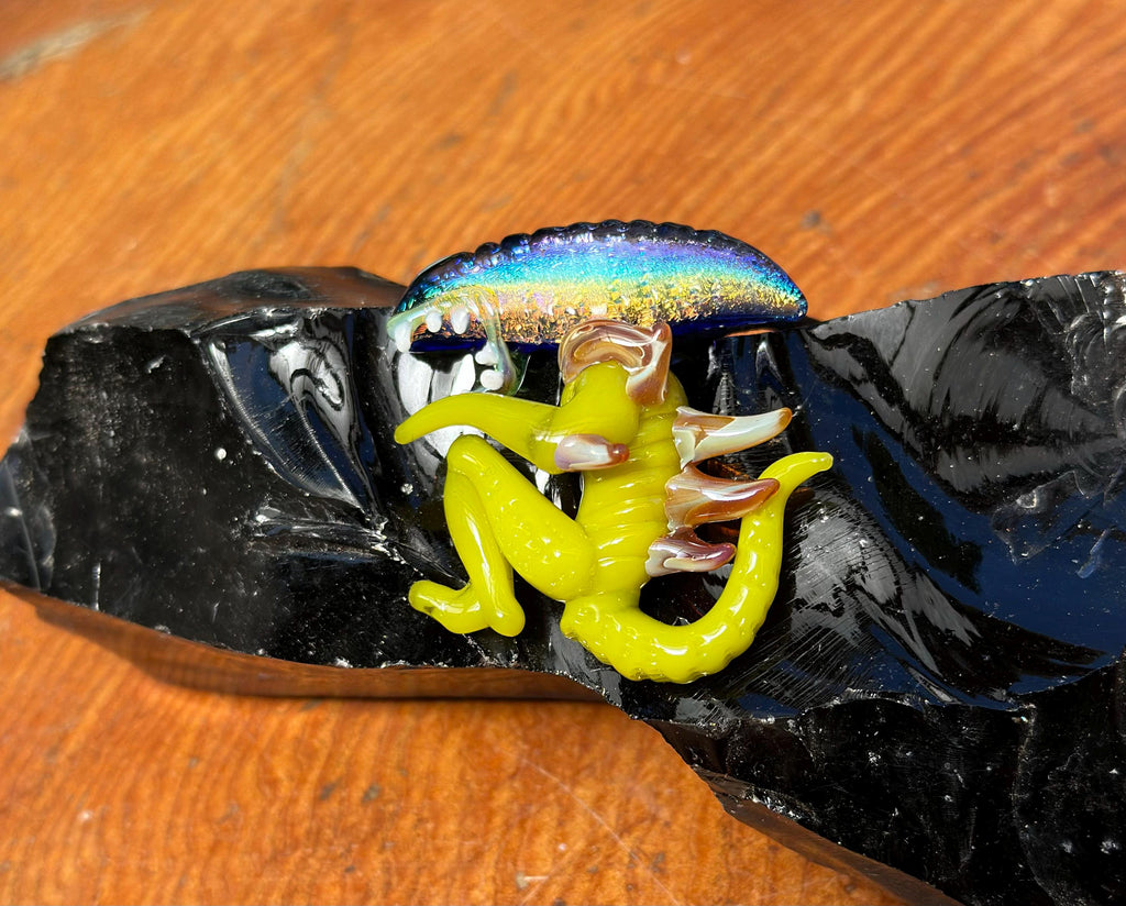 Dichroic Glass Alien Pendant Necklace – Handmade Sci-Fi Jewelry