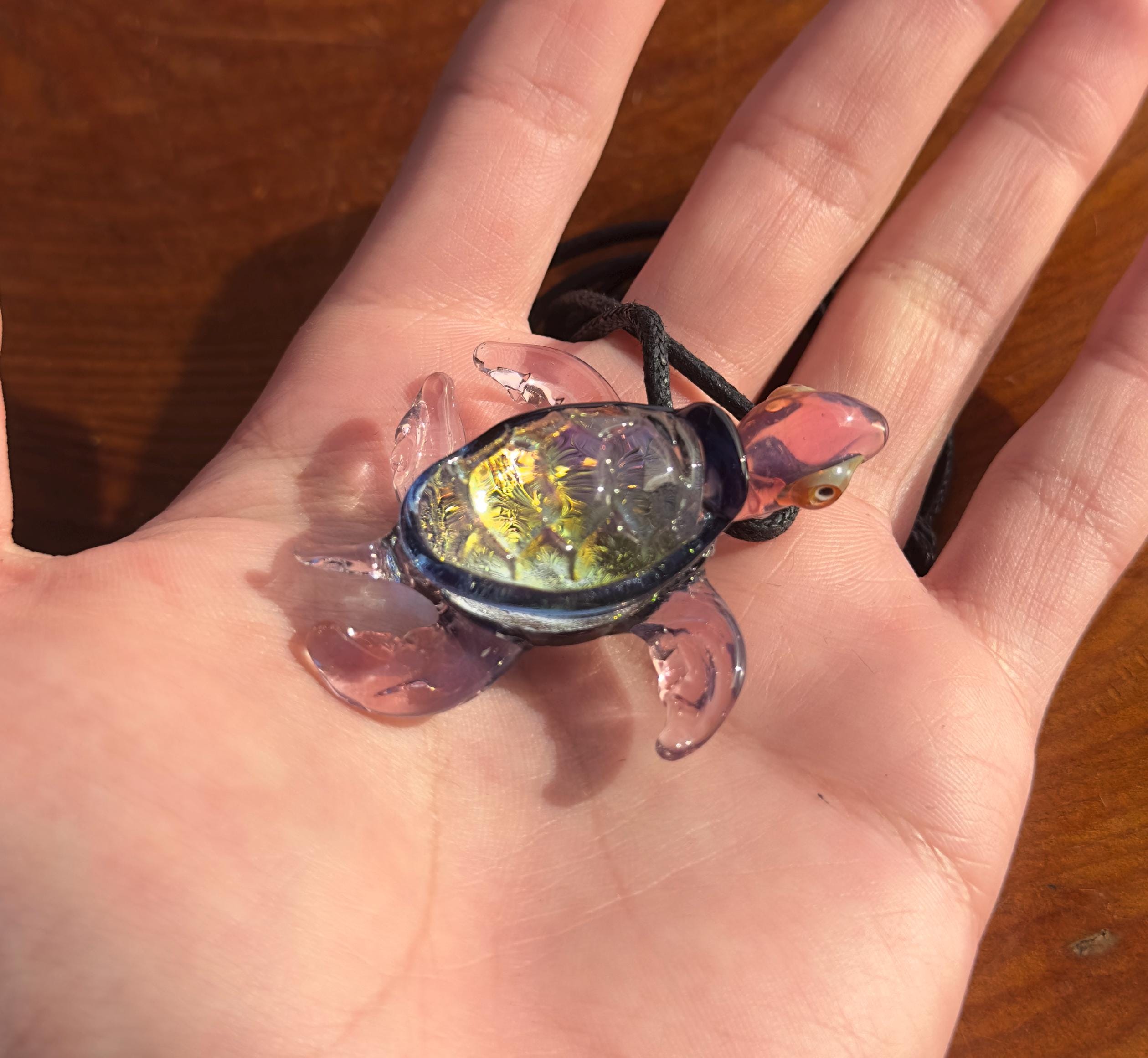Sea Turtle Necklace - Handmade Blown Glass Pendant - Ocean-Inspired Jewelry - Unique Sea Creature Necklace - Dichroic Glass Art - Torchwork
