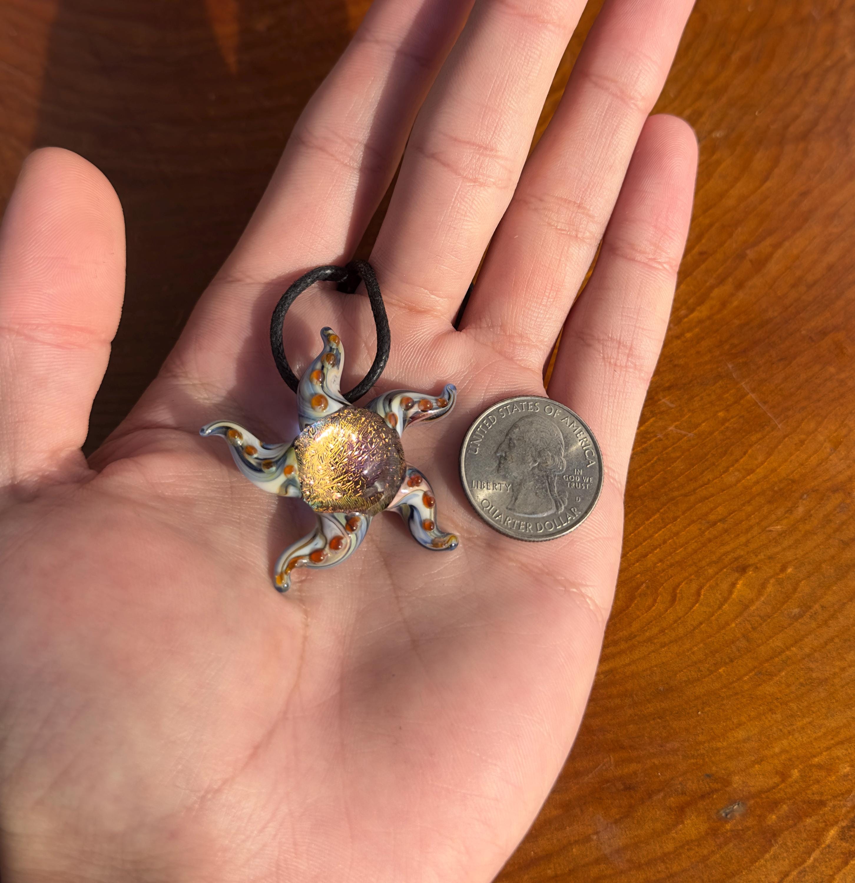 Handmade Ocean Glass Starfish Pendant Necklace - Unique Beachy Jewelry - Bohemia Sea-Inspired - Gift For Women - Dainty Coastal Accessory