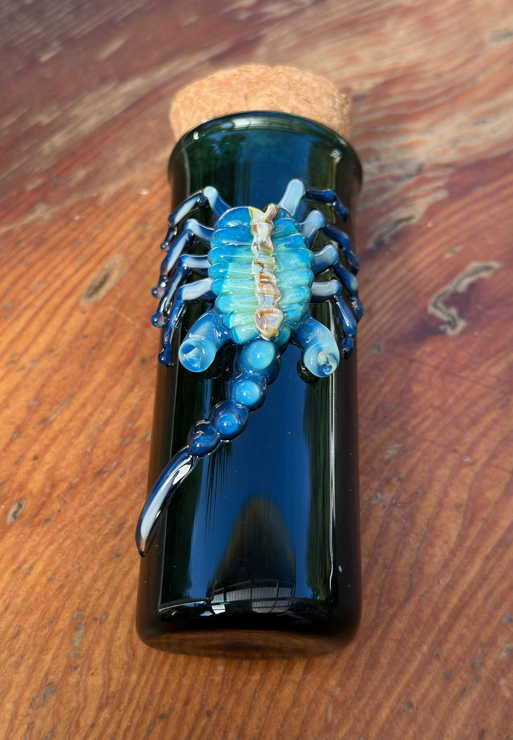 Handmade Emerald Green Glass Jar: Alien Facehugger Decor