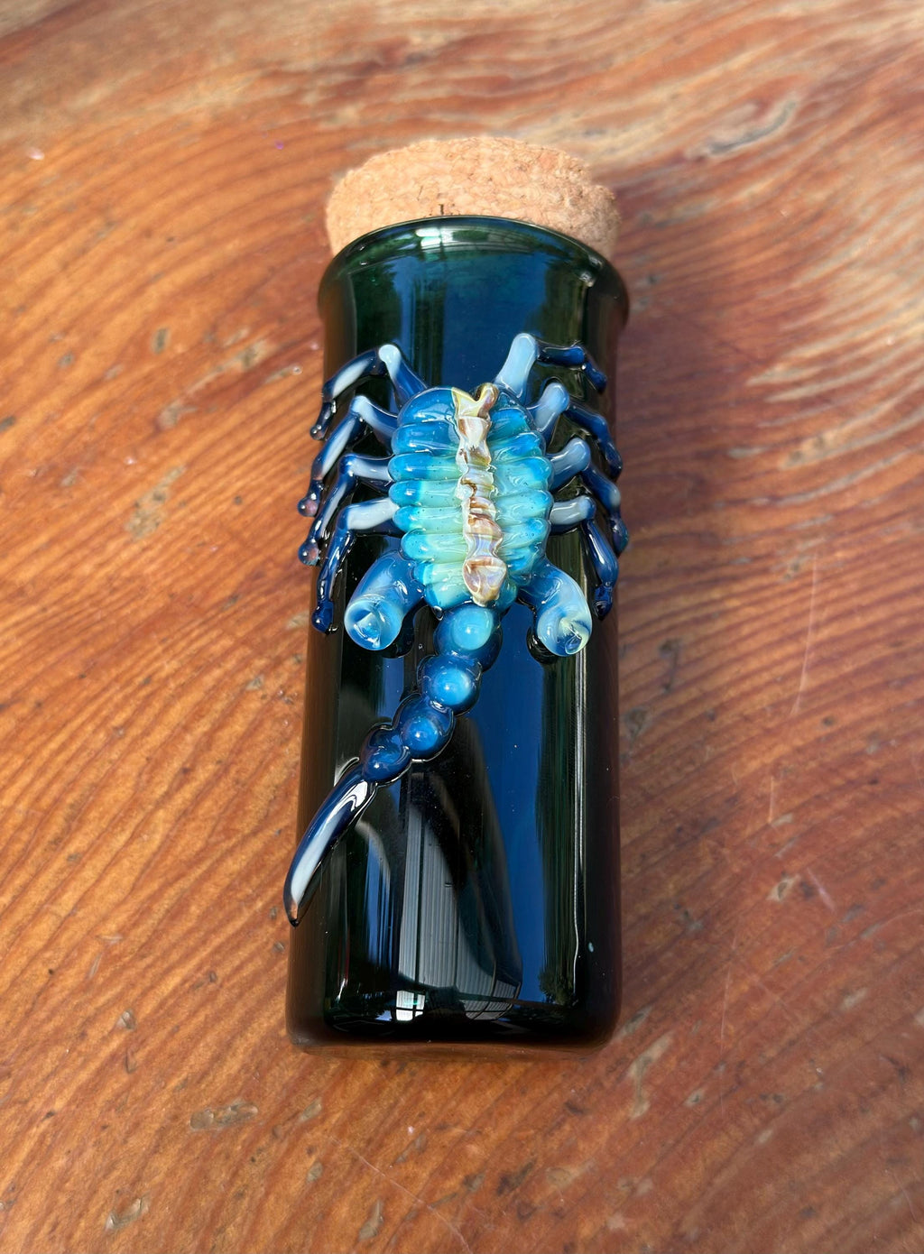 Handmade Emerald Green Glass Jar: Alien Facehugger Decor
