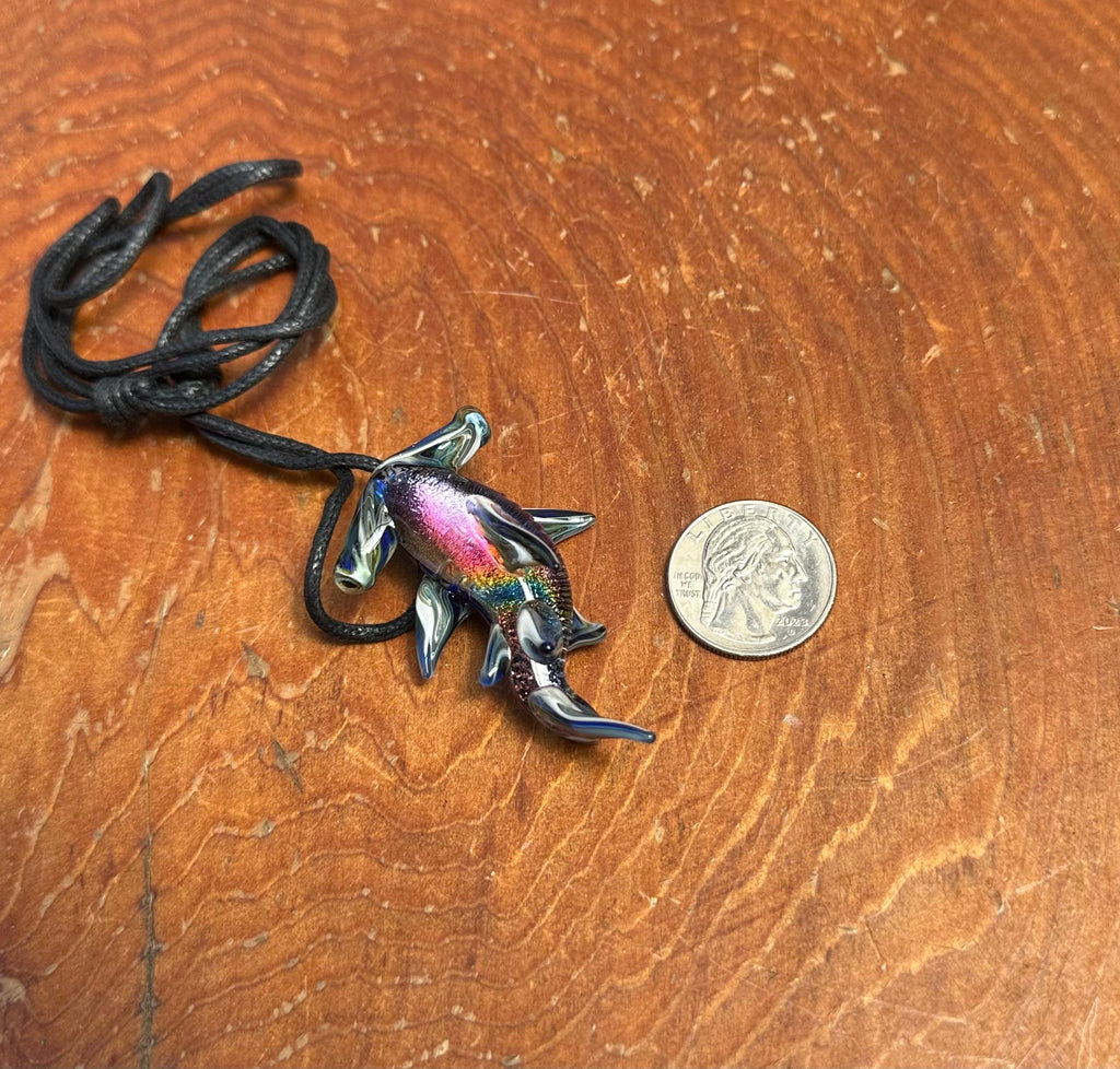 Hammerhead Shark Necklace - Blown Glass - Sea Glass Jewelry Statement Necklace - Ocean Necklace - Handmade Glass Sea Creature Necklace