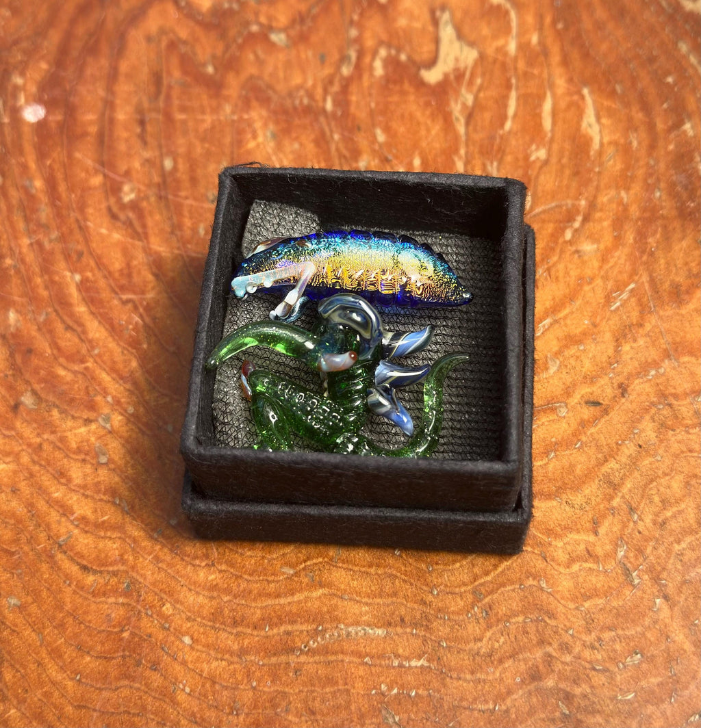 Dichroic Glass Alien Pendant Necklace - Unique Handmade Cosmic Jewelry - Sci-Fi - Outer Space - UFO Gift Idea, Color-Changing Pendant