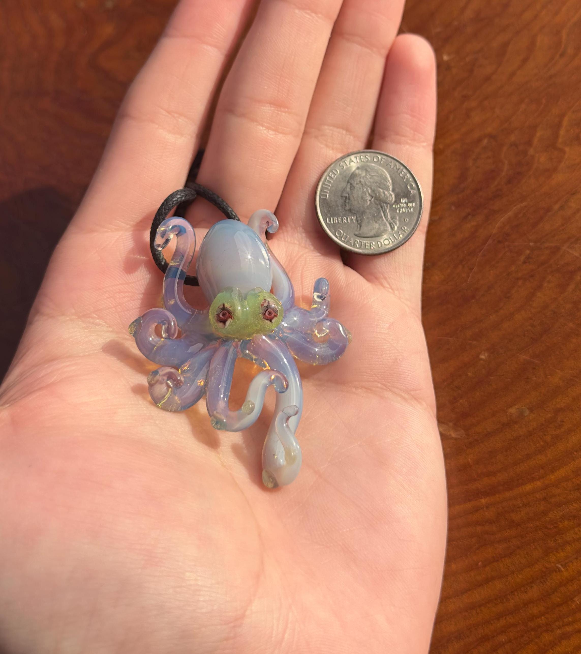 Octopus Necklace - Handmade Blown Glass Octopus Pendant - Unique Sea Creature Jewelry - Ocean-Inspired Necklace - Artisan Glass Art