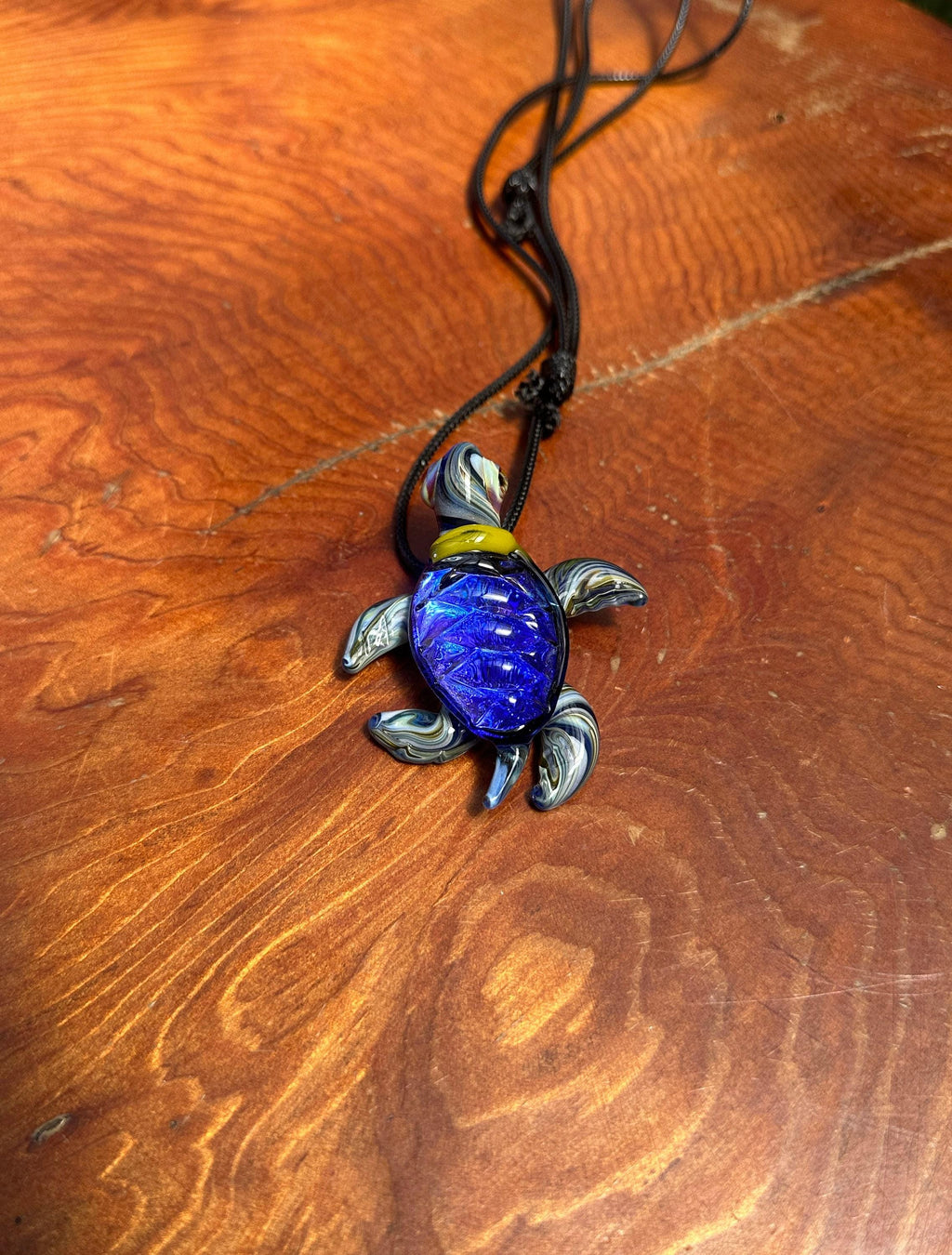 Sea Turtle Necklace - Handmade Blown Glass Pendant - Ocean-Inspired Jewelry - Unique Sea Creature Necklace - Dichroic Glass Art - Torchwork