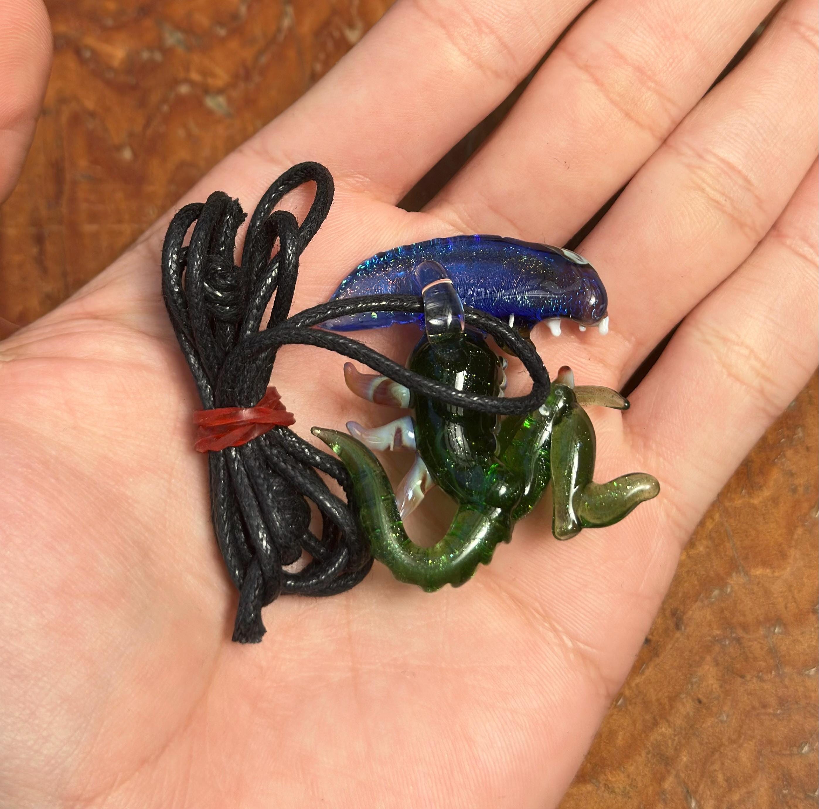 Dichroic Glass Alien Pendant Necklace: Handmade Cosmic Jewelry