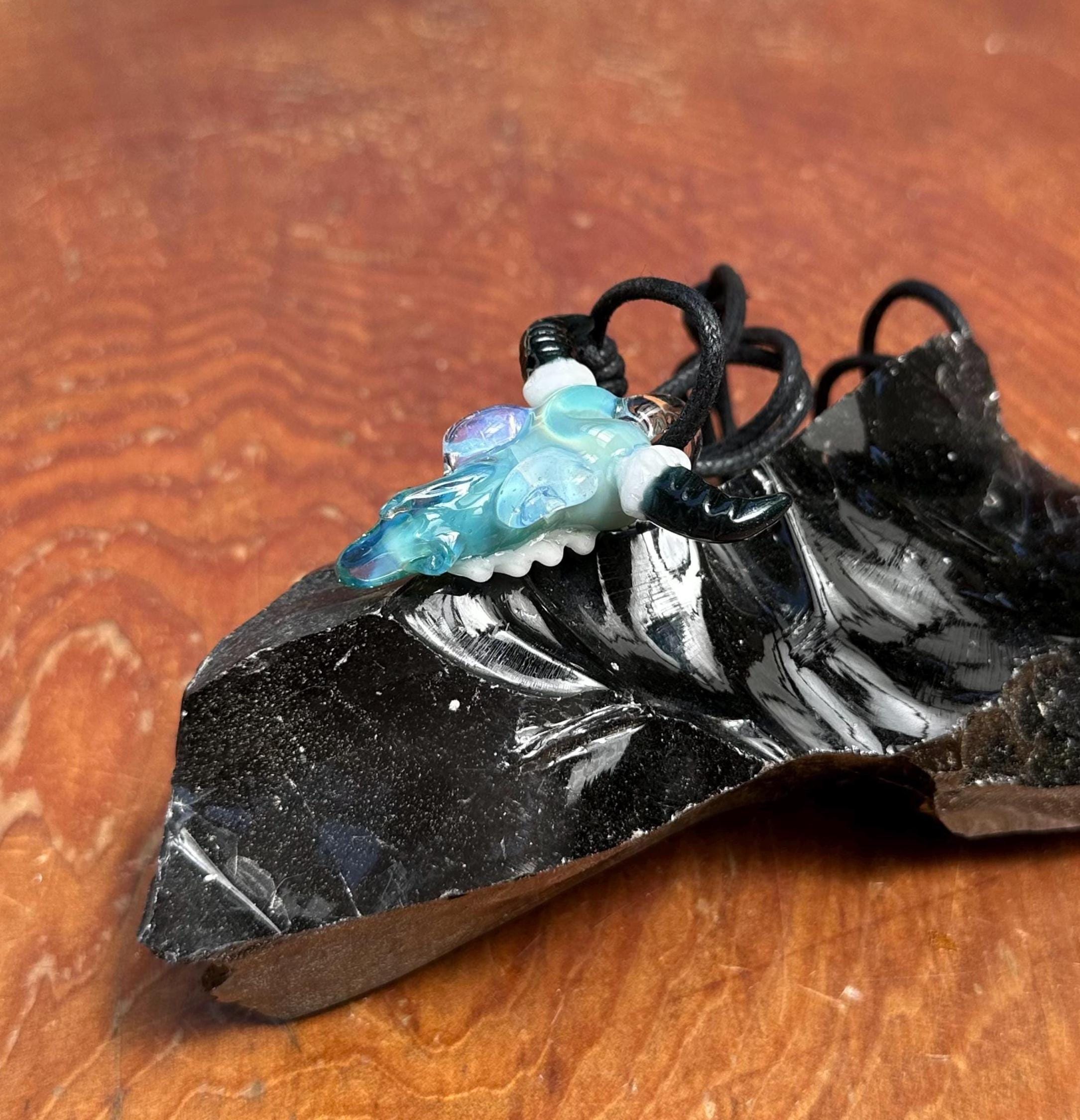 Bull Skull - Glass Pendant Necklace Handmade