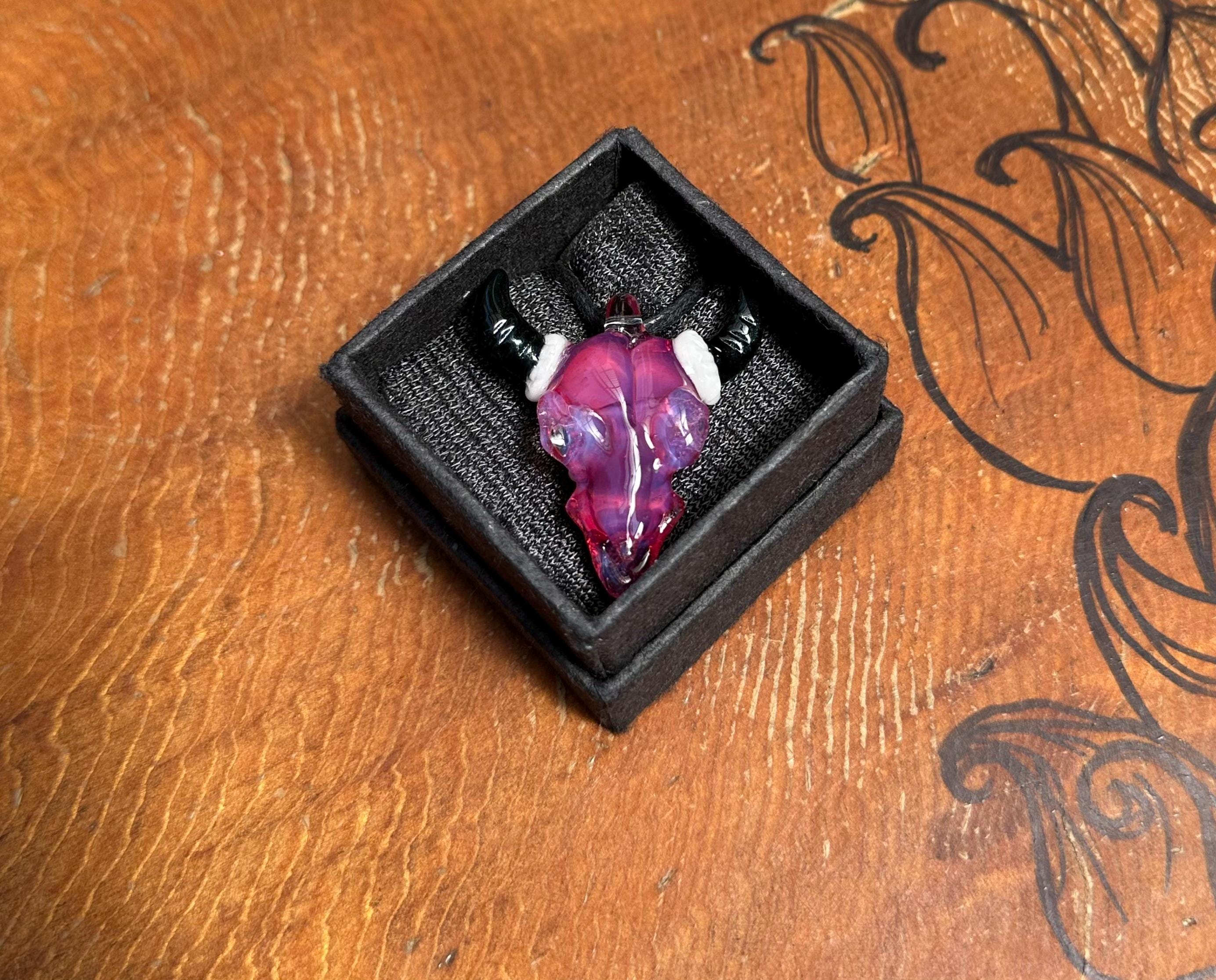 Bull Skull - Glass Pendant Necklace Handmade