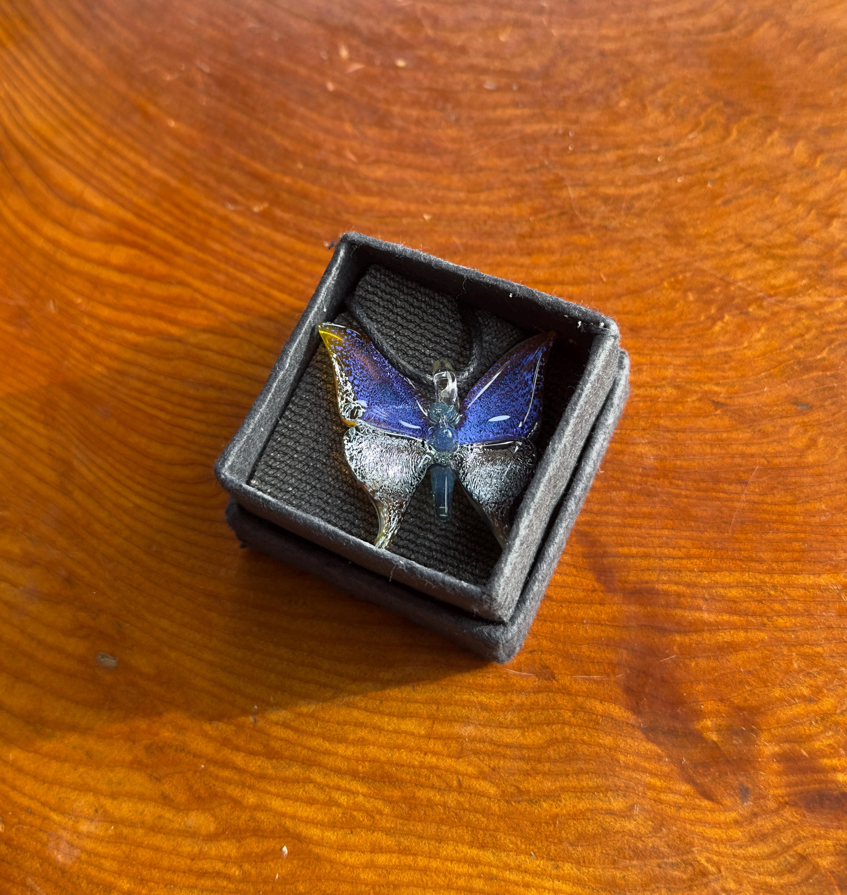 Glass Butterfly Necklace - Hand-Blown Butterfly Jewelry - Unique Birthday Gift - Anniversary Gift for Her - Artisan Torchwork Pendant