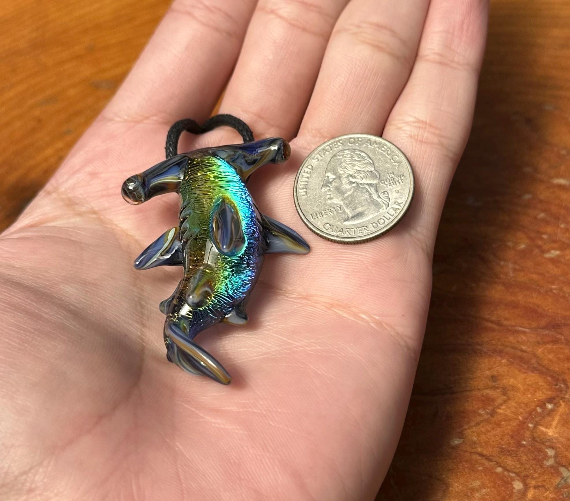 Hammerhead Shark Necklace - Blown Glass - Sea Glass Jewelry Statement Necklace - Ocean Necklace - Handmade Glass Sea Creature Necklace