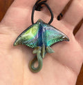 Stingray Necklace - Handmade Blown Glass Pendant - Ocean-Inspired Jewelry - Unique Sea Creature Necklace - Artisan Glass Art