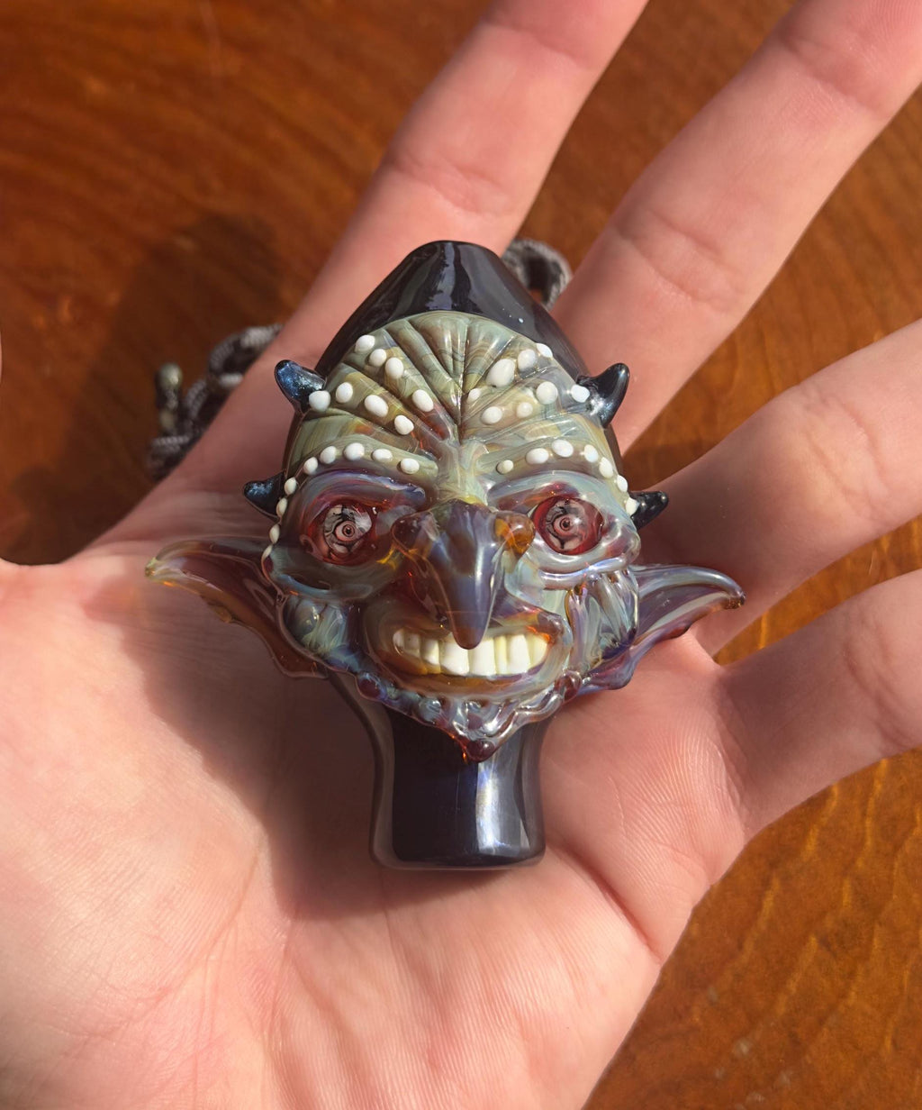 Goblin Pendant Necklace - Functional Glass Jewelry - Witchy And Fantasy Inspired Accessory - Perfect For Halloween - Unique Gift - Halloween