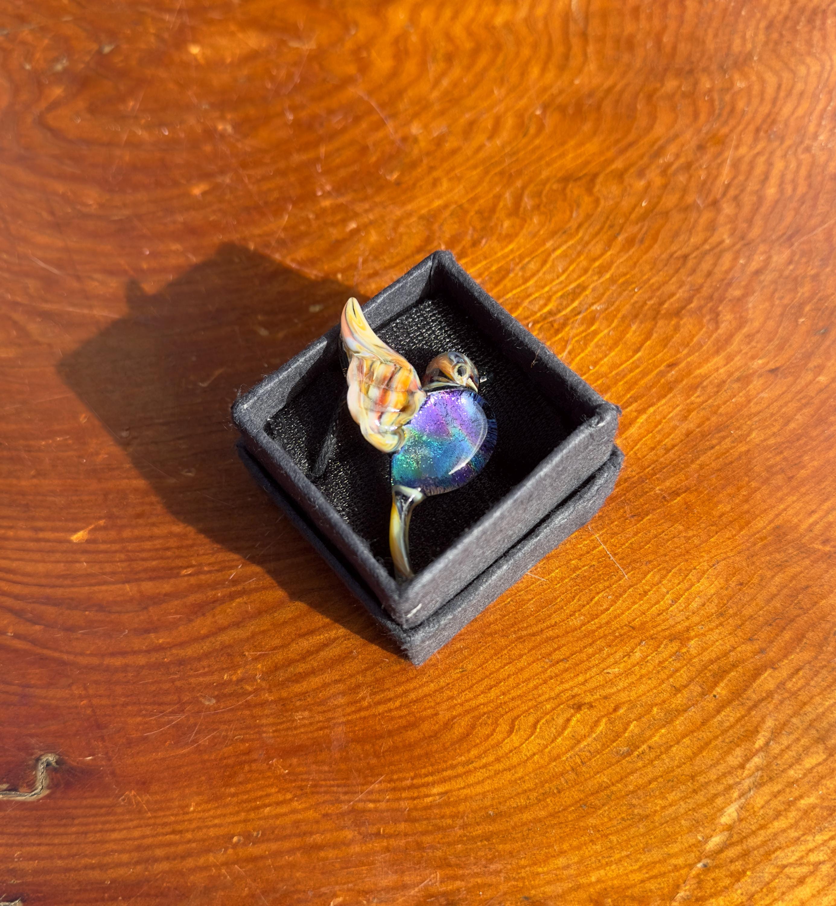 Glass Hummingbird Necklace - Hand-Blown Hummingbird Jewelry - Unique Gift for Her - Artisan Glass Pendant - Colorful Bird Necklace