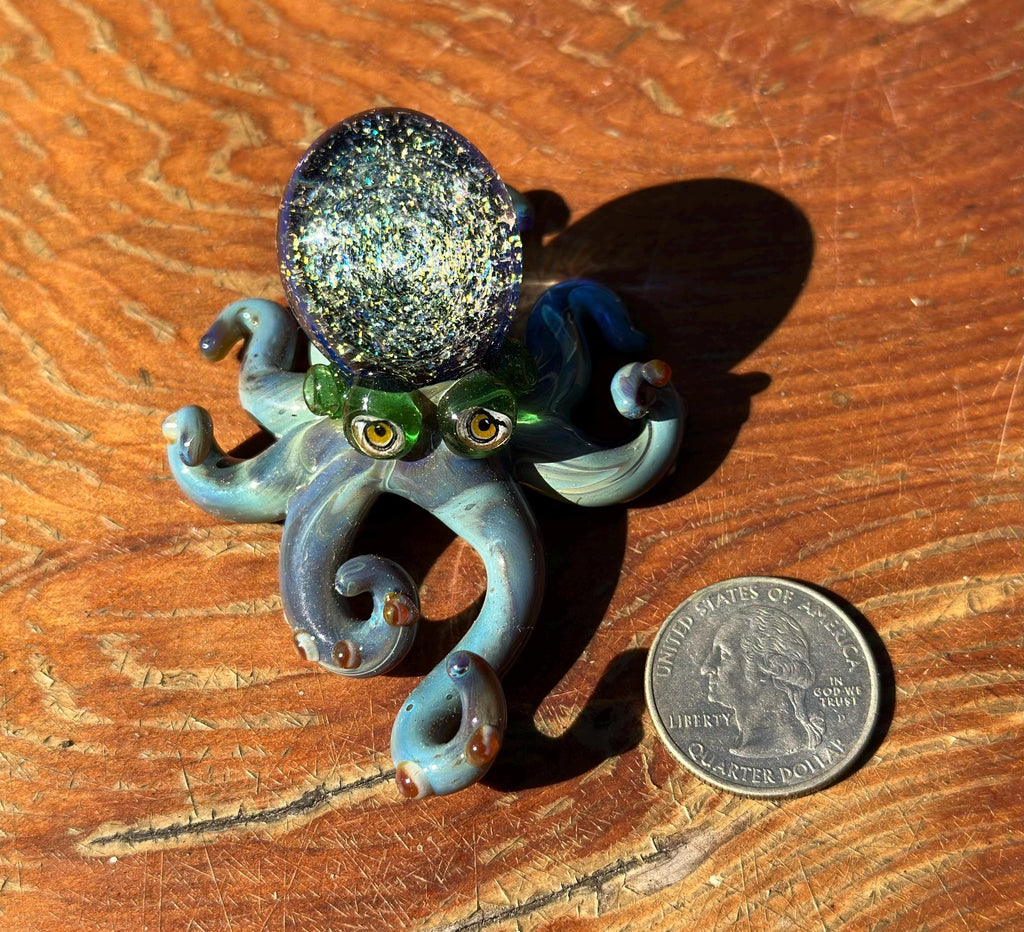 Handmade Dichroic Glass Octopus Sculpture – Galaxy Ocean Decor