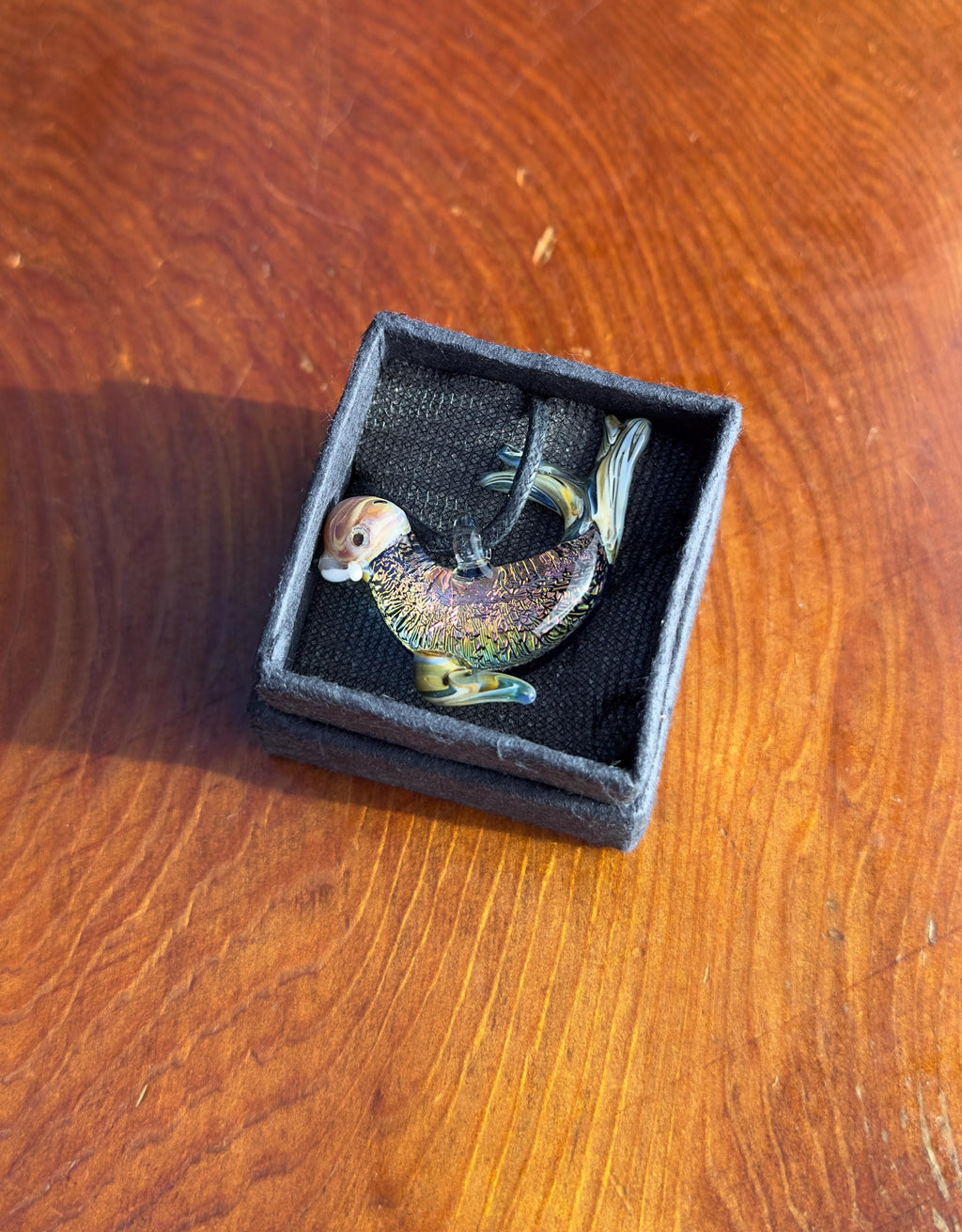 Handblown Glass Sea Lion Necklace: Dichroic Borosilicate Pendant