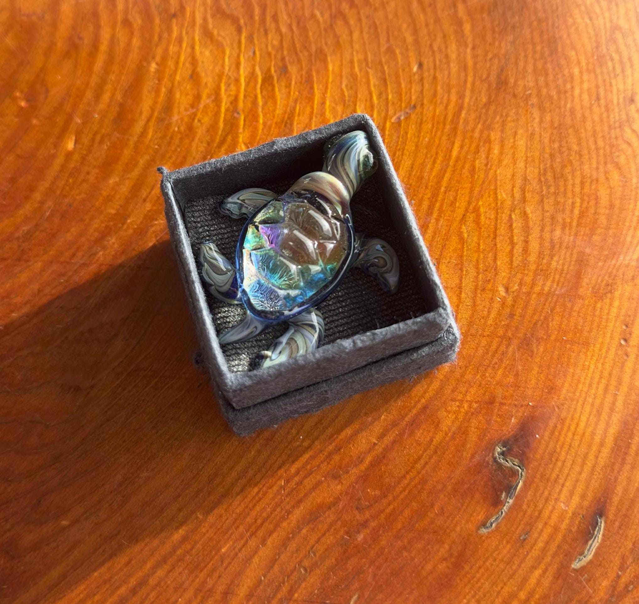 Sea Turtle Necklace - Handmade Blown Glass Pendant - Ocean-Inspired Jewelry - Unique Sea Creature Necklace - Dichroic Glass Art - Torchwork