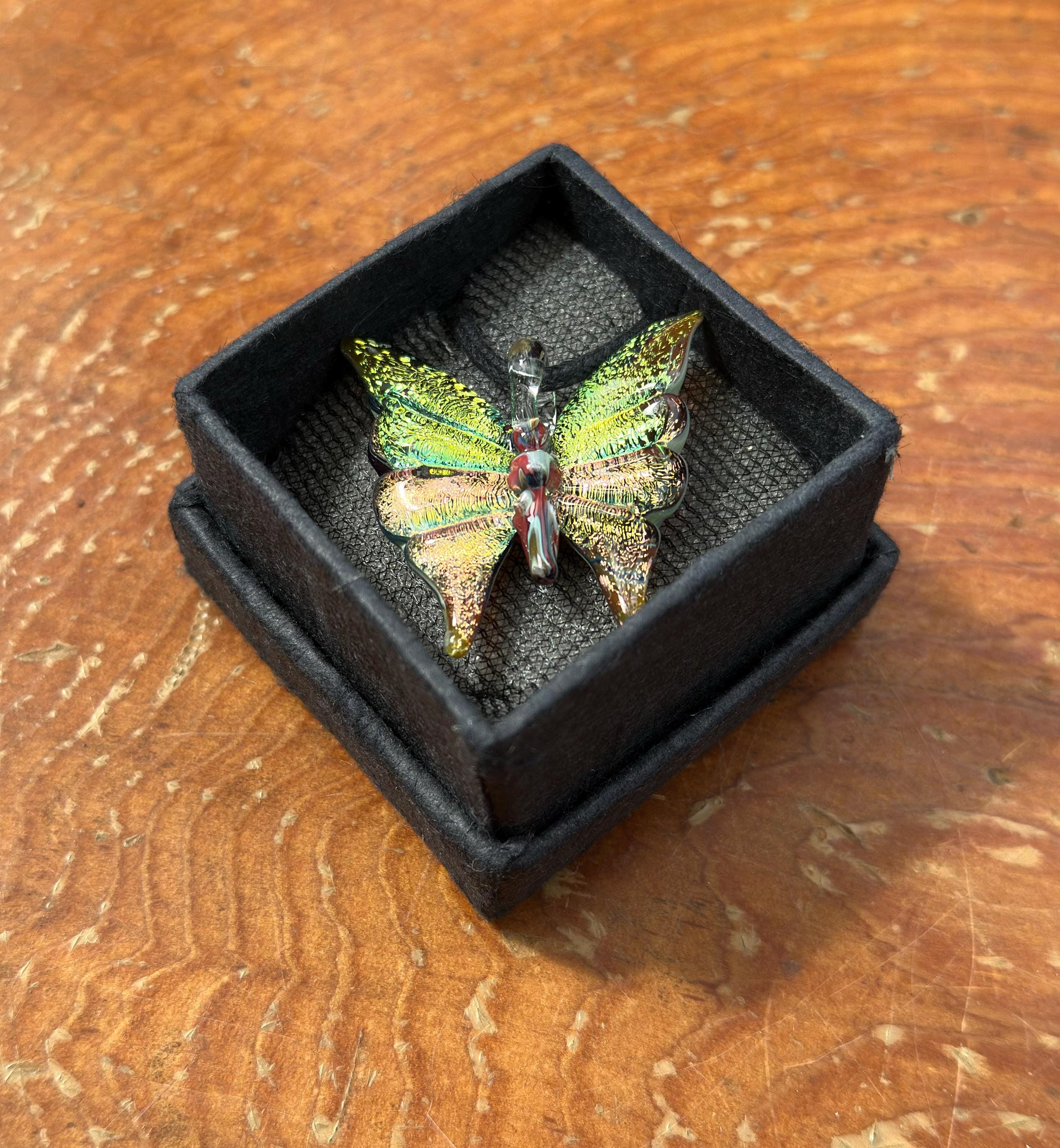 Hand-Blown Glass Butterfly Necklace: Artisan Torchwork Pendant