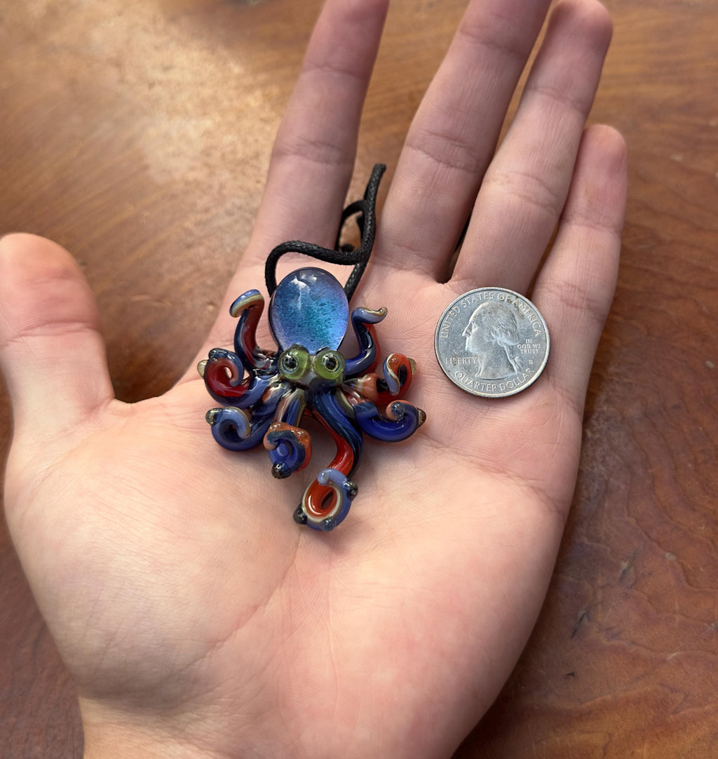 Octopus Necklace - Handmade Blown Glass Octopus Pendant - Unique Sea Creature Jewelry - Ocean-Inspired Necklace - Artisan Glass Art