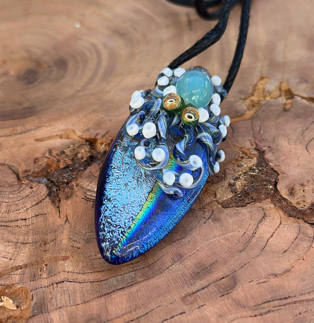 Octopus Necklace - Handmade Blown Glass Octopus Pendant - Unique Sea Creature Jewelry - Ocean-Inspired Necklace - Artisan Glass Art