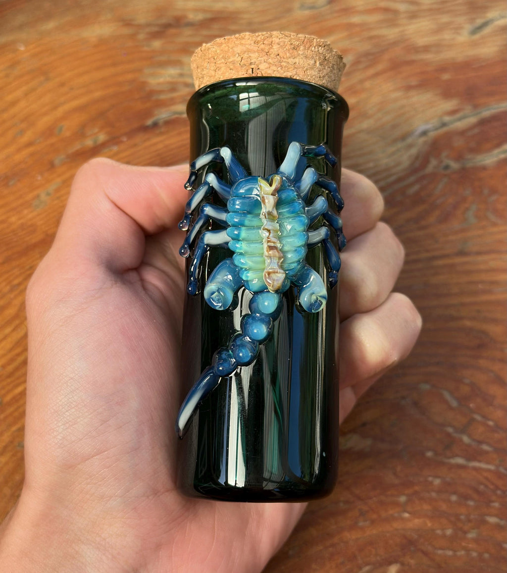 Handmade Emerald Green Glass Jar: Alien Facehugger Decor