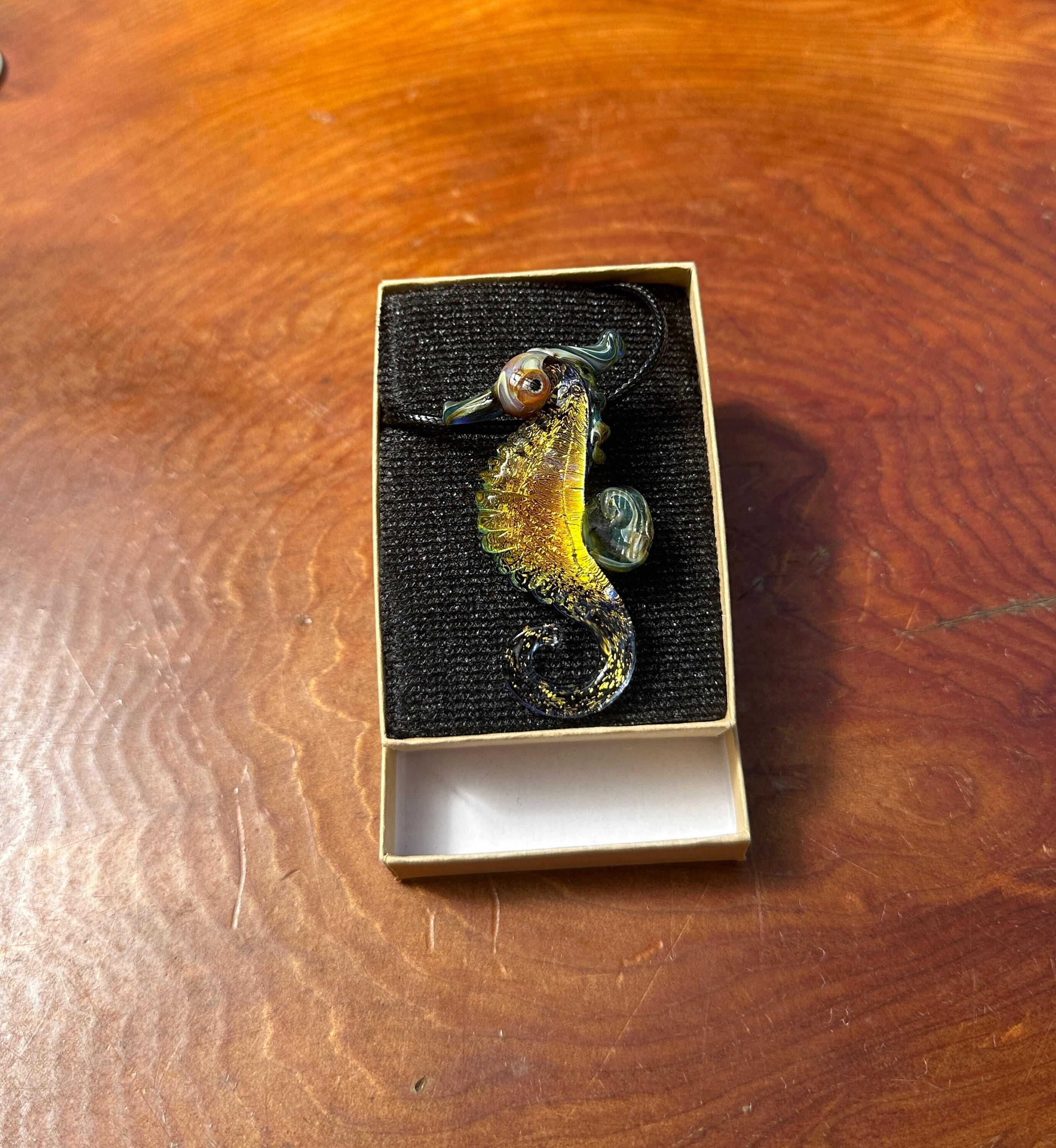 Seahorse Necklace - Ocean-Inspired Blown Glass Jewelry - Handmade Sea Creature Pendant - Dichroic Statement Necklace - Beach Lover Gift