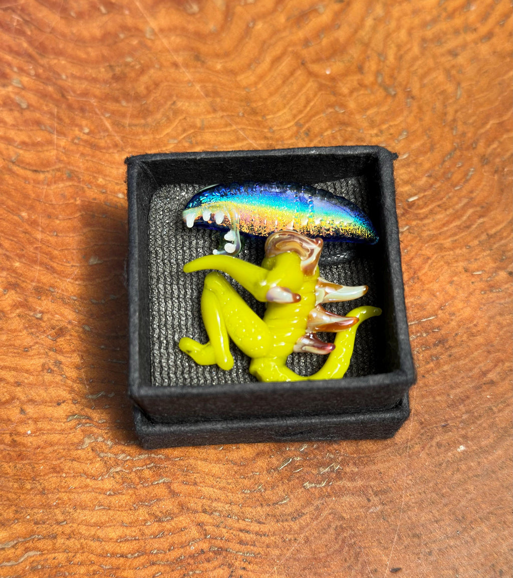 Dichroic Glass Alien Pendant Necklace – Handmade Sci-Fi Jewelry