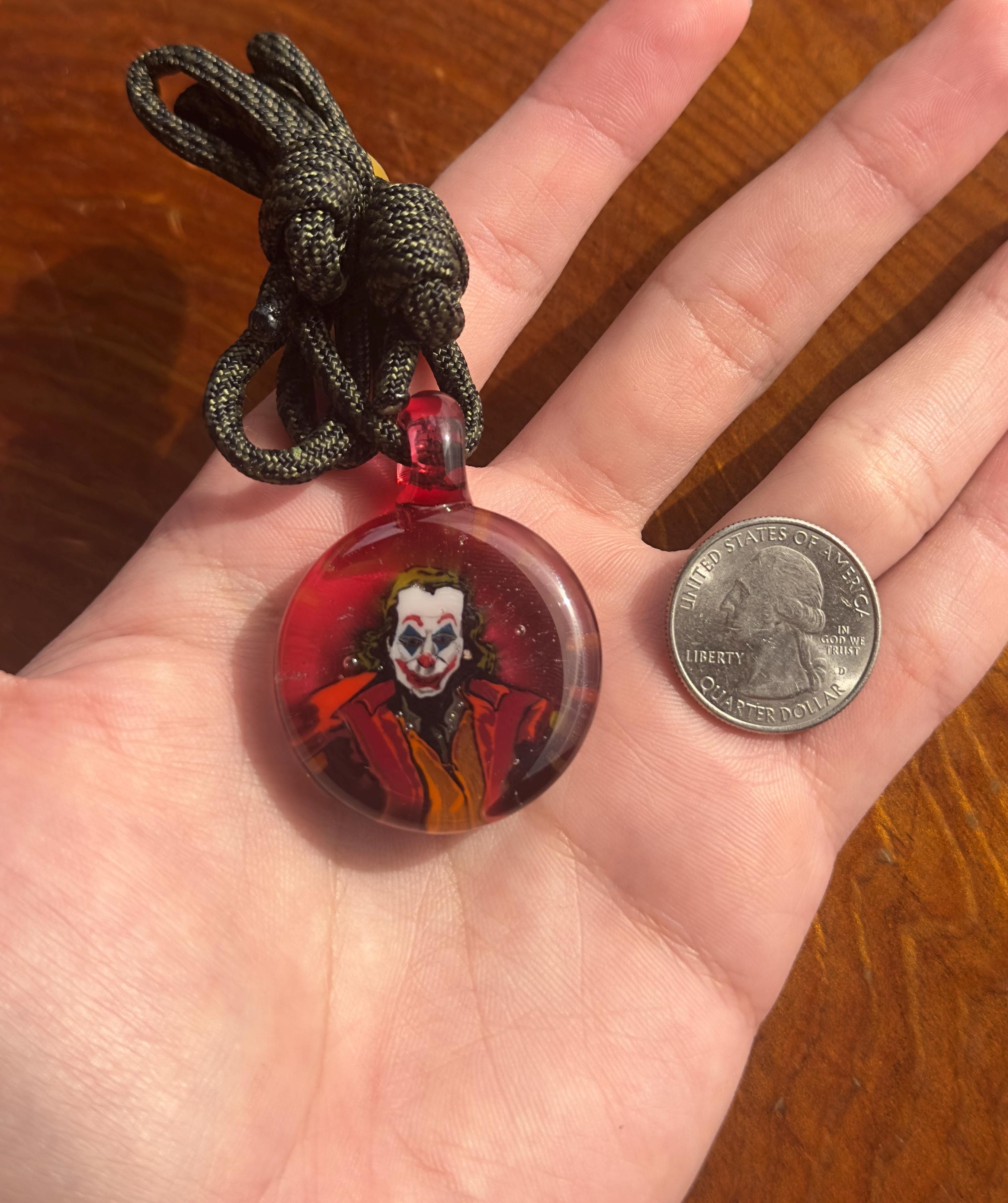 Handmade Glass Joker Pendant Necklace - Torchwork - Unique Character Jewelry