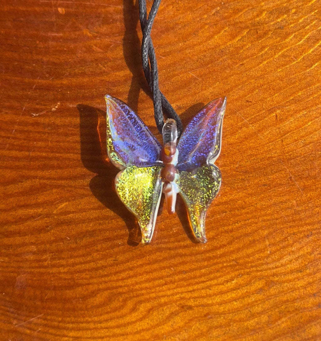 Glass Butterfly Necklace - Hand-Blown Butterfly Jewelry - Unique Birthday Gift - Anniversary Gift for Her - Artisan Torchwork Pendant