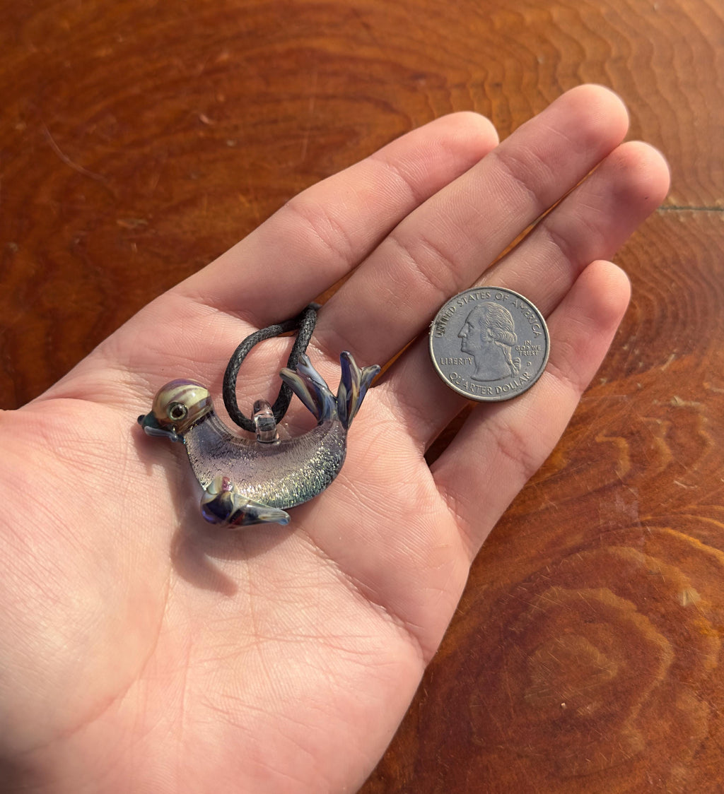 Glass Sea Lion Necklace - Sea Lion Pendant - Ocean Inspired Necklace - Handblown Glass Sea Lion Jewelry - Gift For Her - Statement Necklace