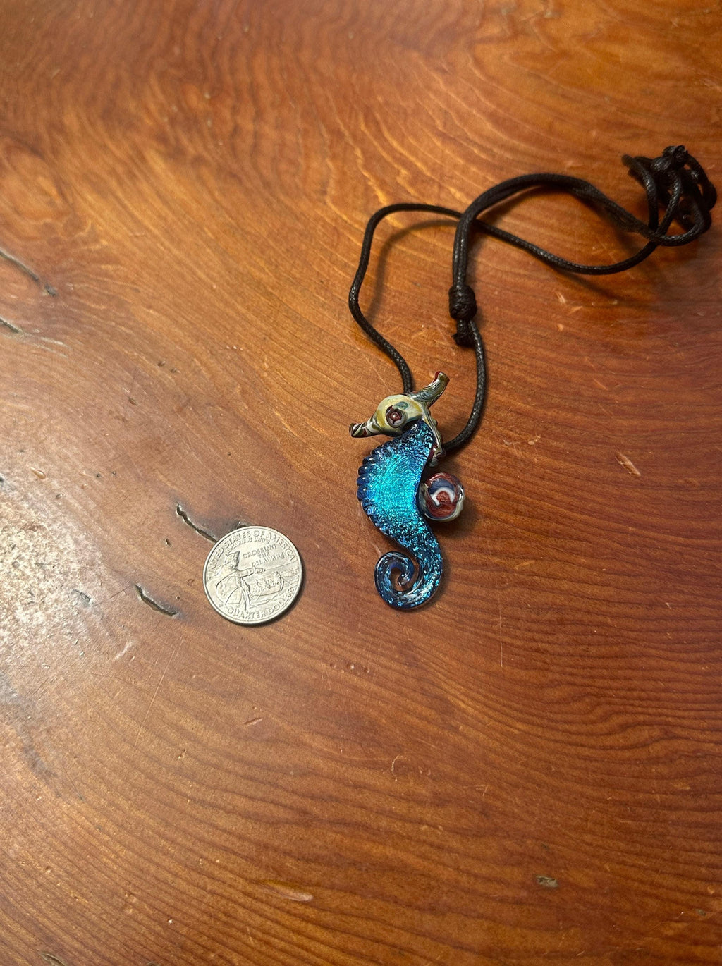 Seahorse Necklace - Ocean-Inspired Blown Glass Jewelry - Handmade Sea Creature Pendant - Dichroic Statement Necklace - Beach Lover Gift