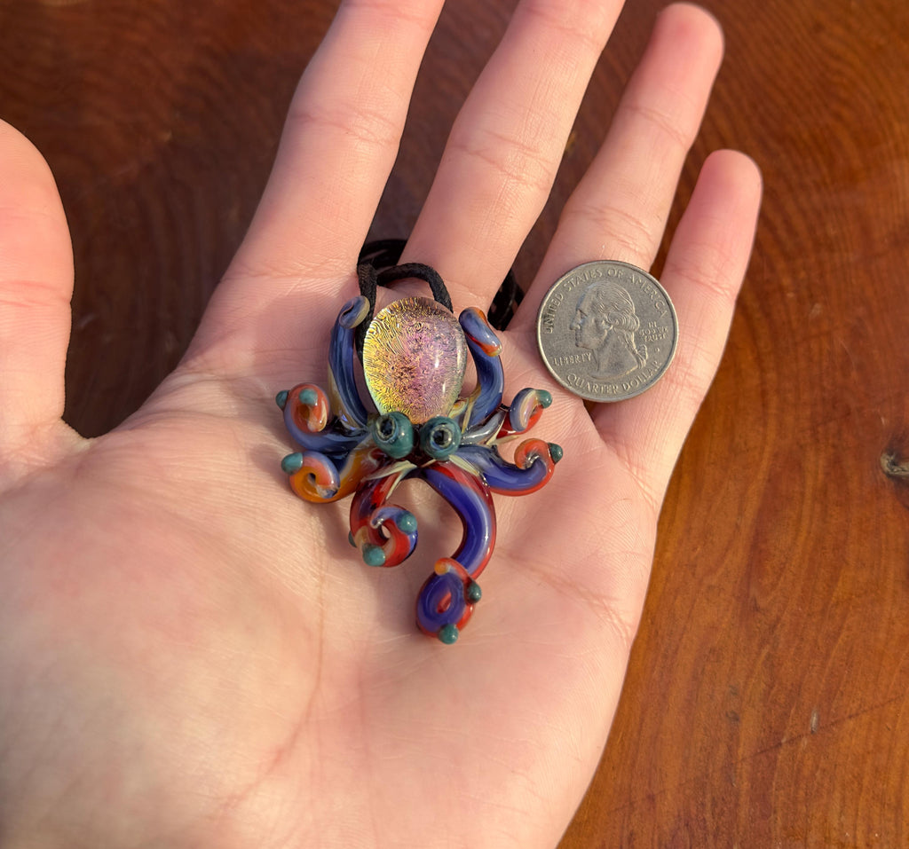 Octopus Necklace - Handmade Blown Glass Octopus Pendant - Unique Sea Creature Jewelry - Ocean-Inspired Necklace - Artisan Glass Art