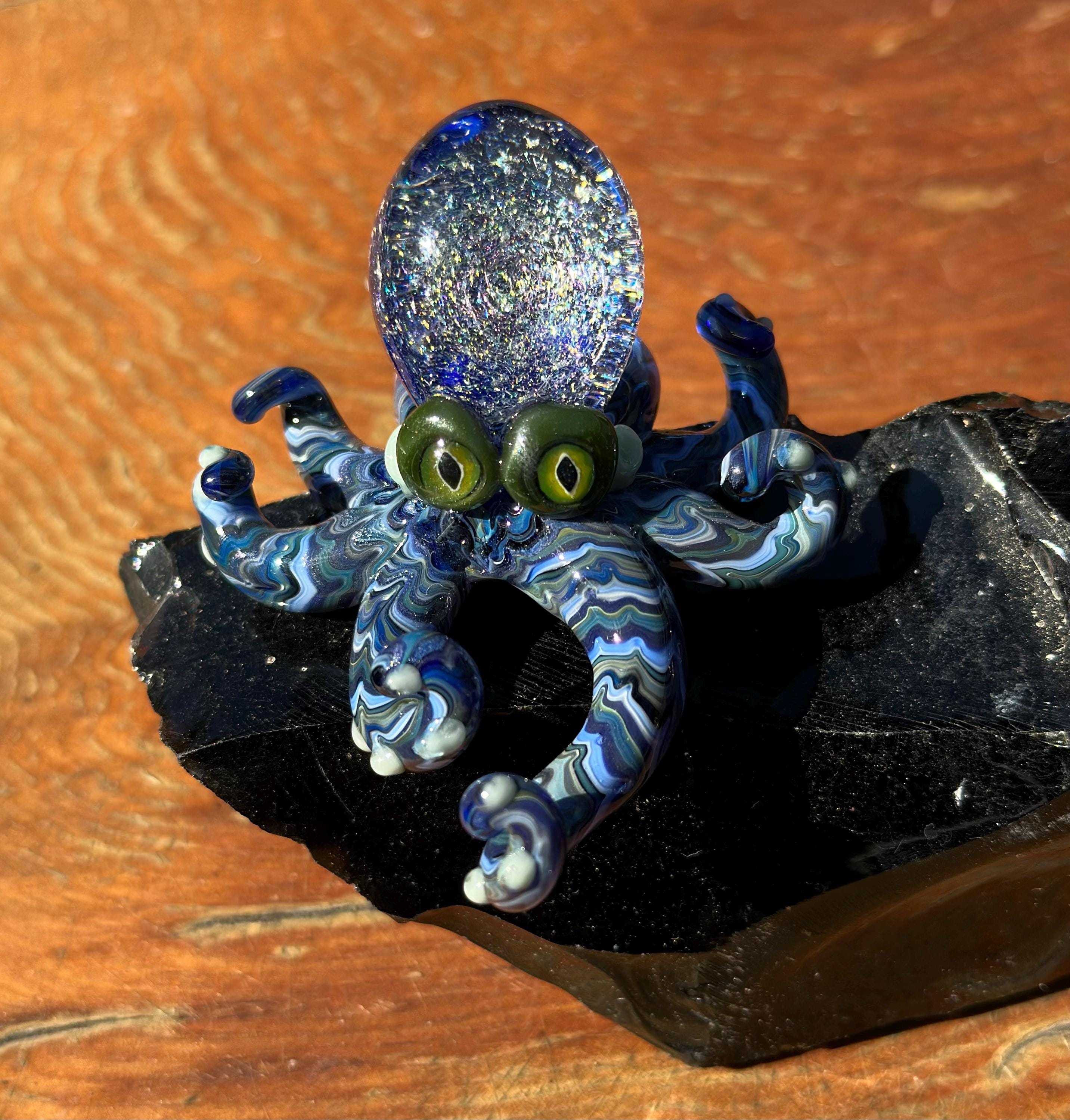 Handmade Dichroic Glass Octopus Sculpture – Galaxy Art Figurine