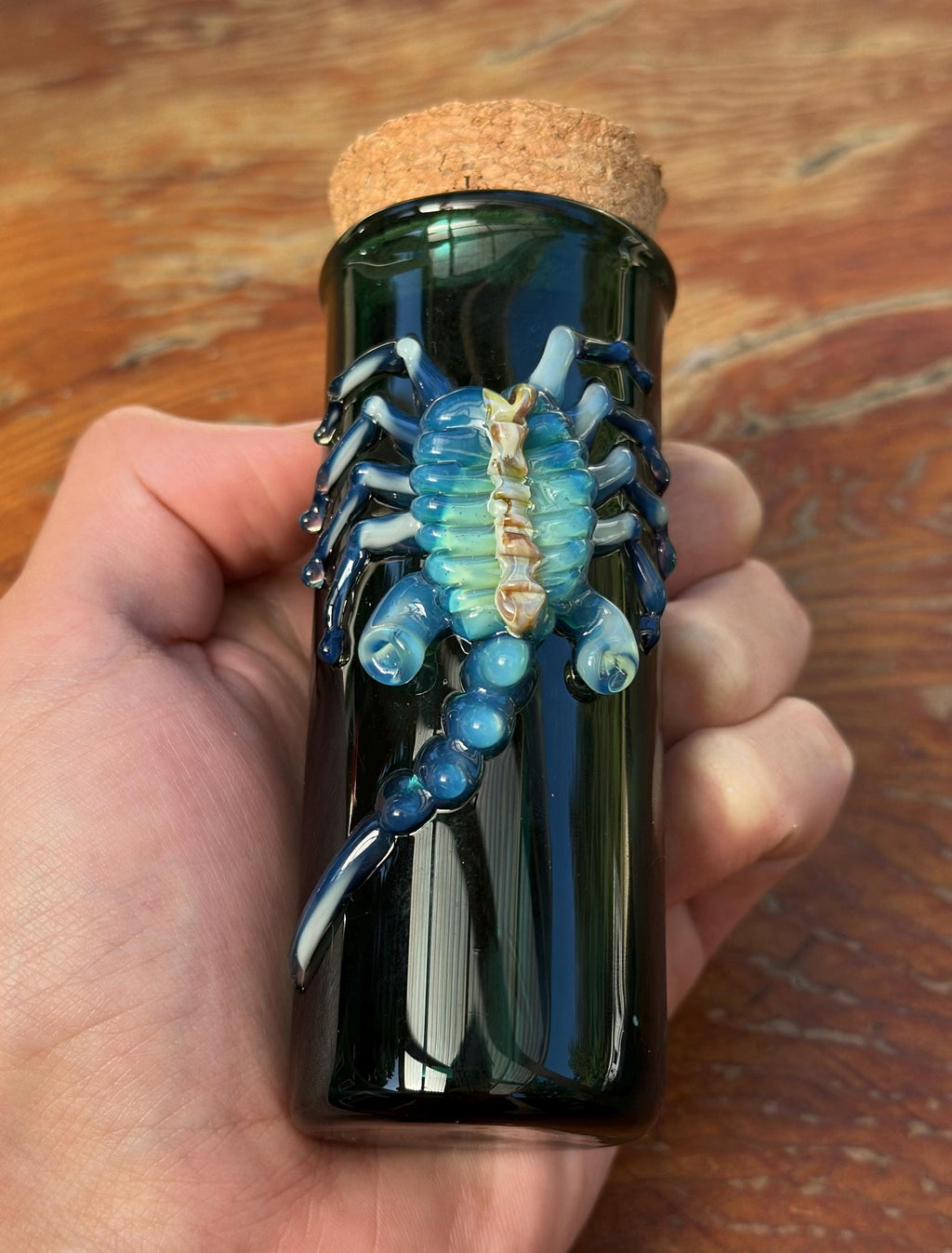 Handmade Emerald Green Glass Jar: Alien Facehugger Decor