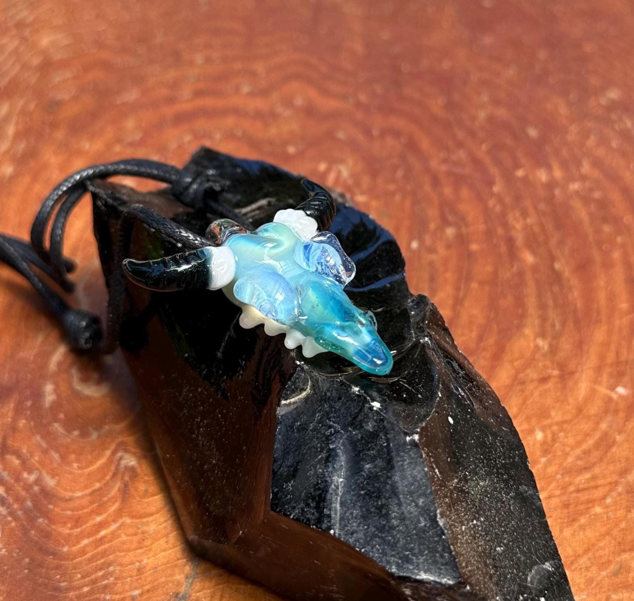 Bull Skull - Glass Pendant Necklace Handmade