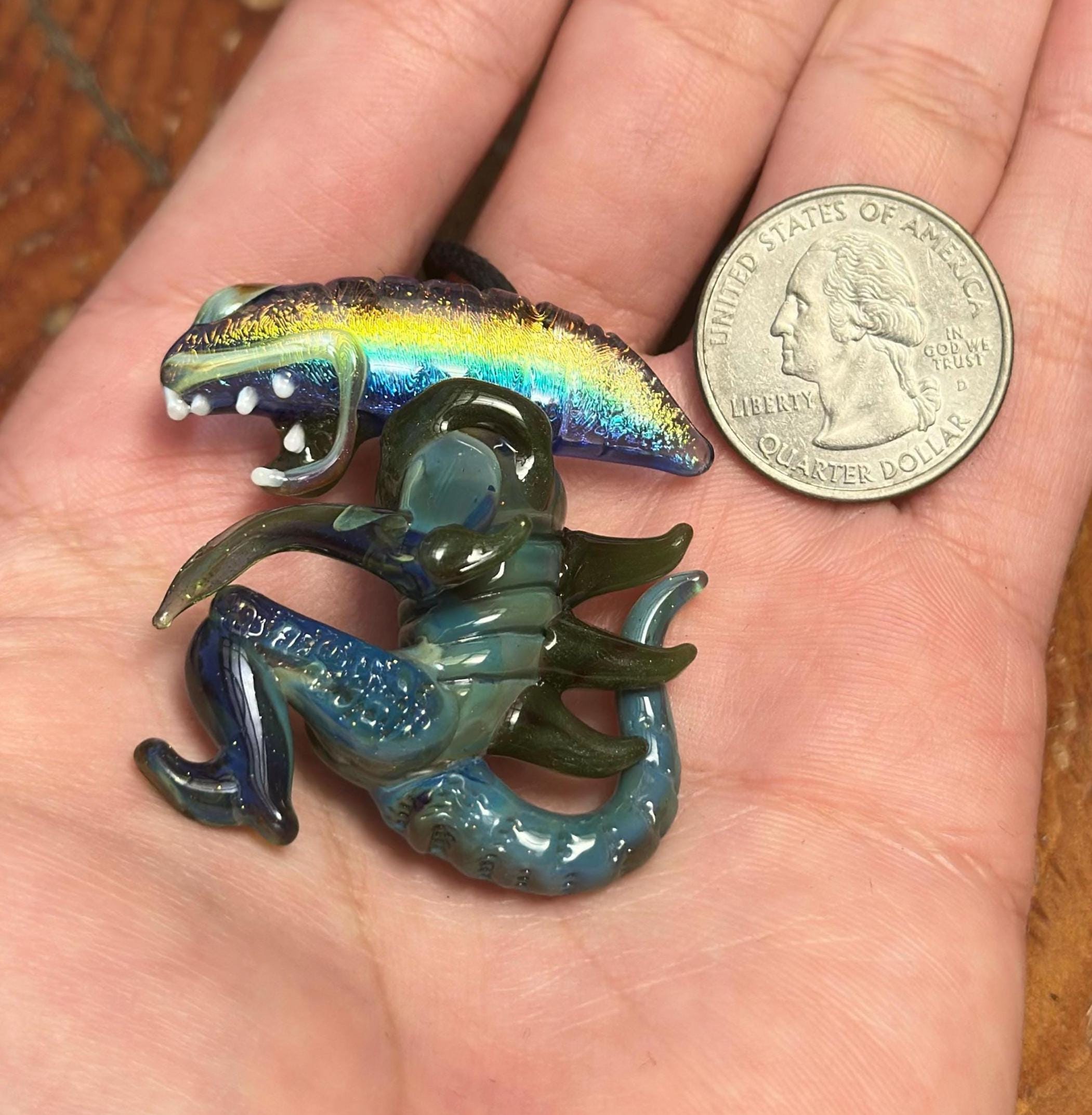 Dichroic Glass Alien Pendant Necklace - Unique Handmade Cosmic Jewelry - Sci-Fi - Outer Space - UFO Gift Idea, Color-Changing Pendant