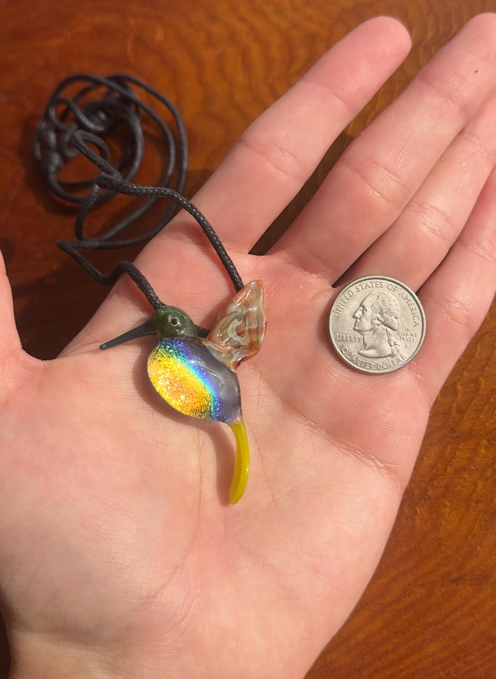 Hand-Blown Glass Hummingbird Necklace: Artisan Flamecraft Pendant