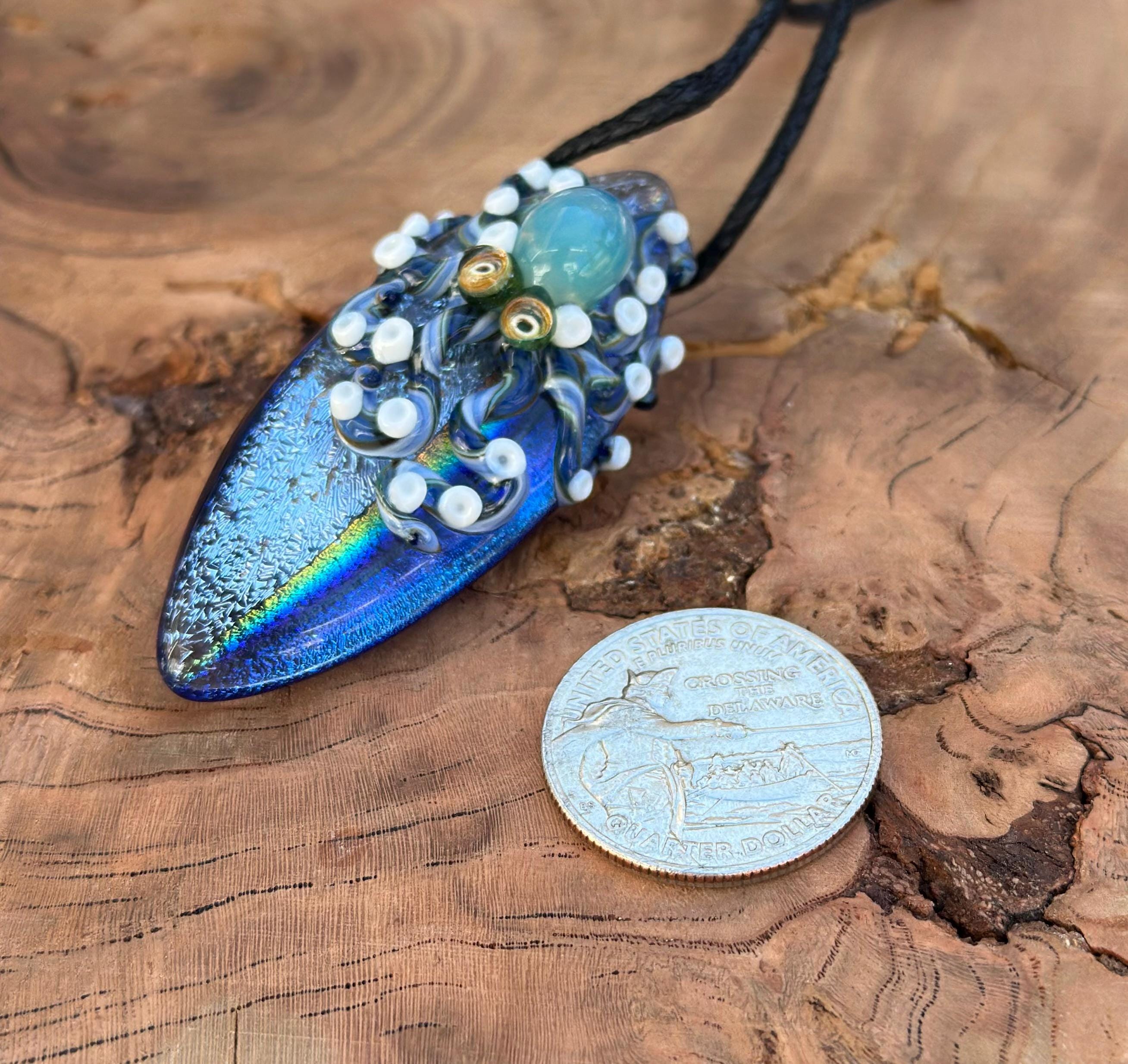 Octopus Necklace - Handmade Blown Glass Octopus Pendant - Unique Sea Creature Jewelry - Ocean-Inspired Necklace - Artisan Glass Art