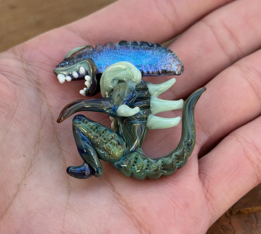 Dichroic Glass Alien Pendant Necklace - Unique Handmade Cosmic Jewelry - Sci-Fi - Outer Space - UFO Gift Idea, Color-Changing Pendant